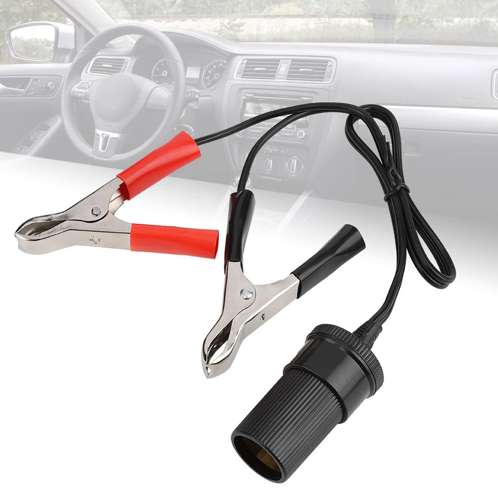 12V Car Lighter Adapter with Battery Clip - Travel & Camping Use