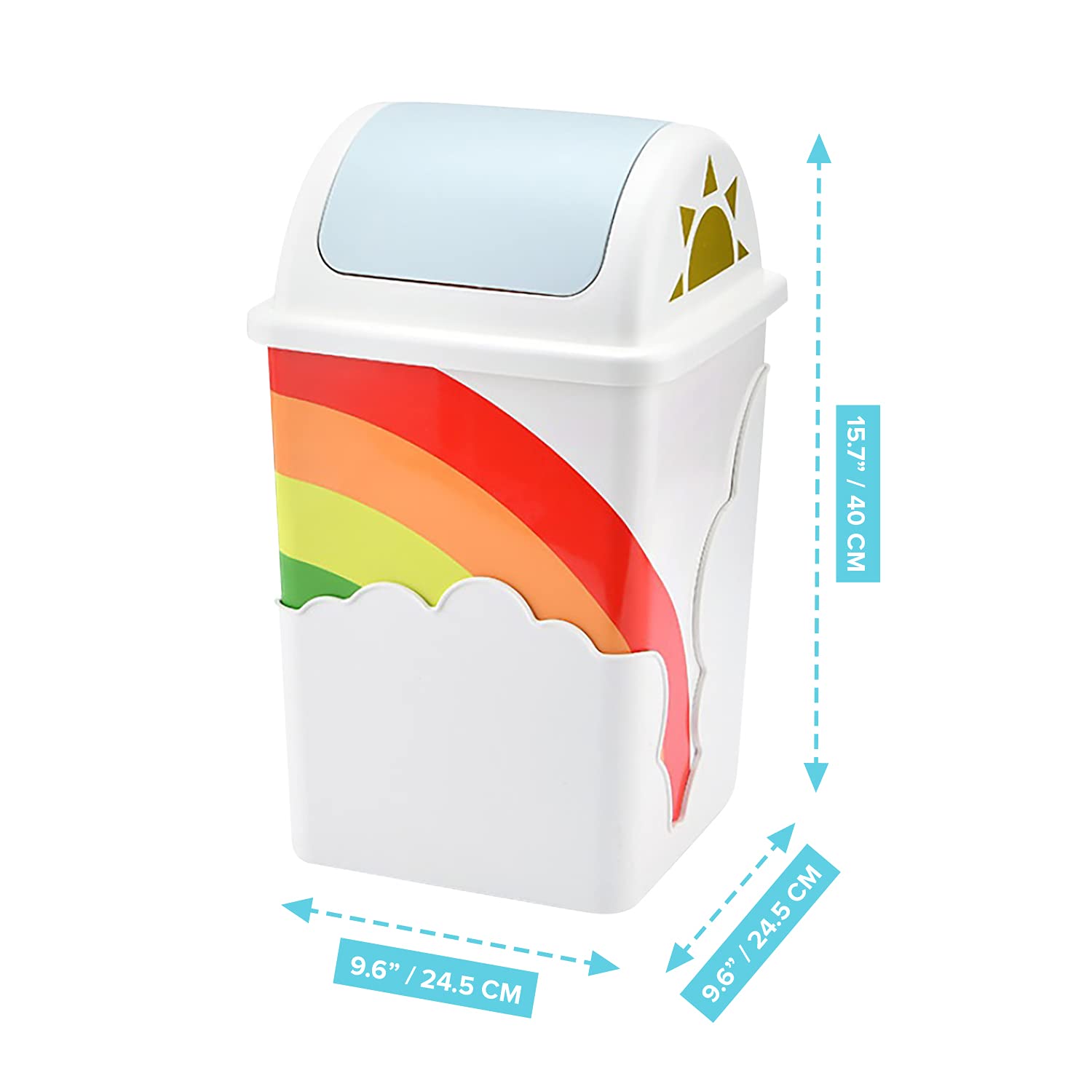 Rainbow Trash Can for Kids Room - 9.6