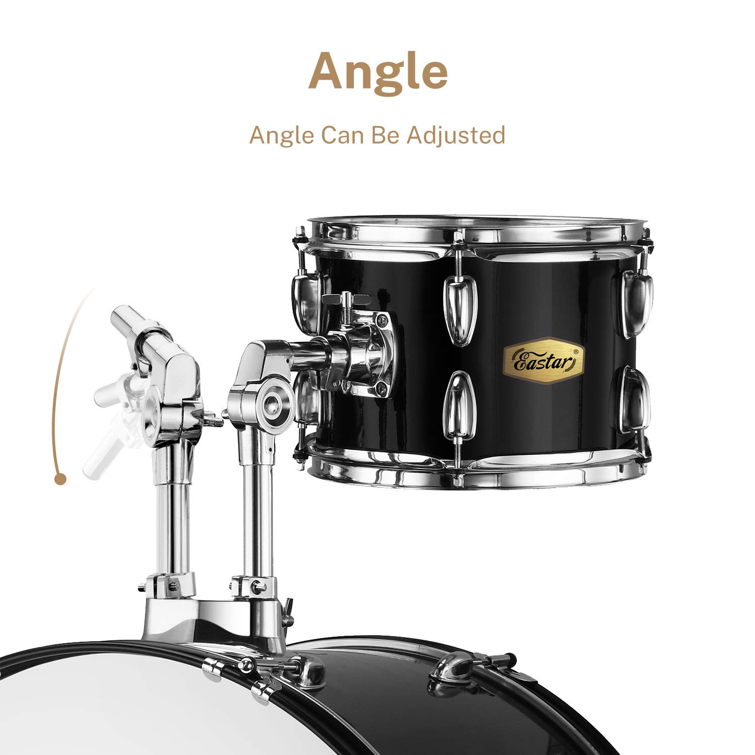 Eastar 22 Inch 5-Piece Full Size Drum Set for Adults & Beginners - Complete Drum Kit with Pedal, Cymbals, Stands, Stool & Drumsticks in Mirror Black - Perfect for Home Practice, Music Lessons & Live Performances