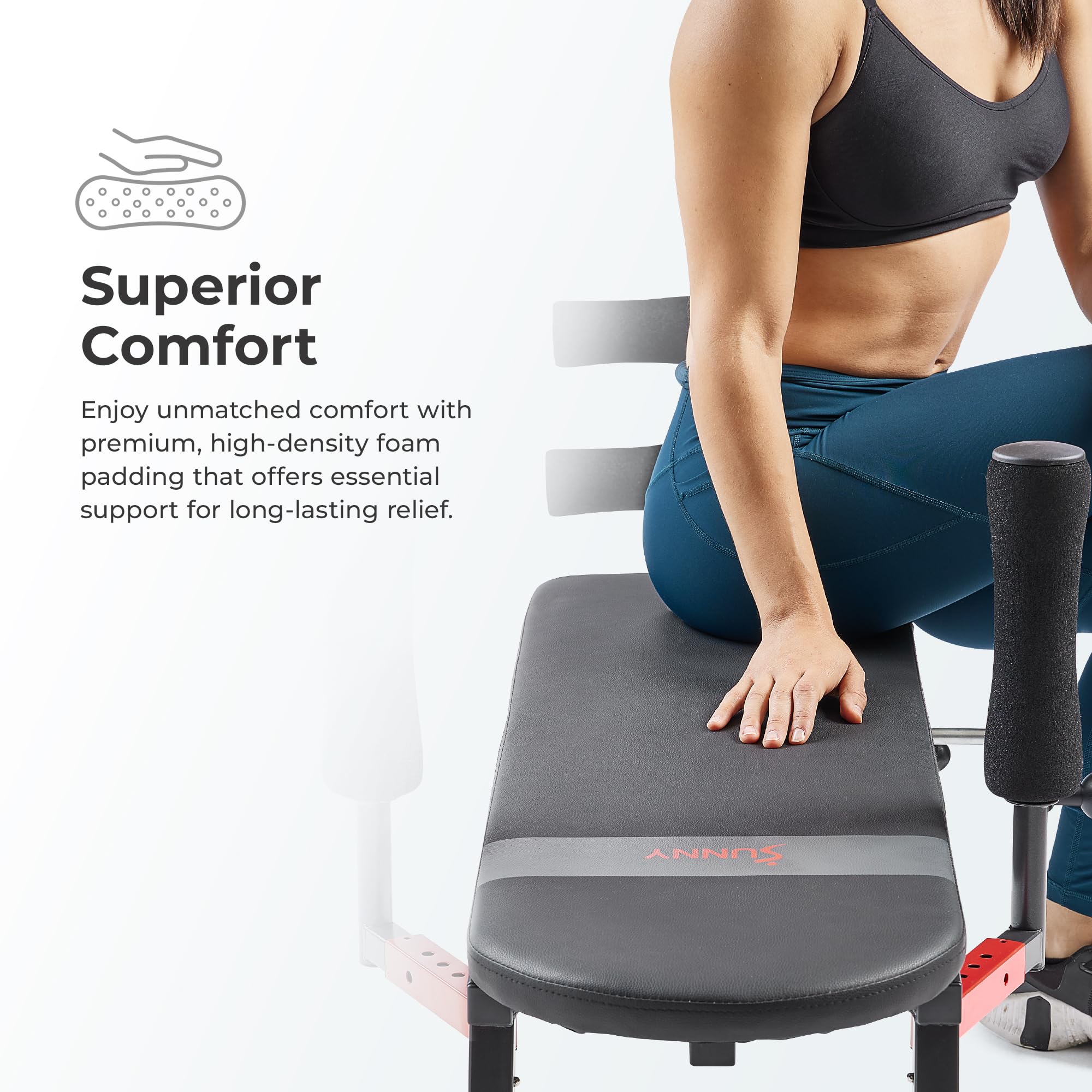 Sunny Health & Fitness Full Body Inversion Table - Lumbar Stretching & Back Pain Relief Machine for Spinal Decompression, Posture Correction, Flexibility Training & Rehab Therapy - Perfect for Home Gym, Physical Therapy & Chiropractic Care