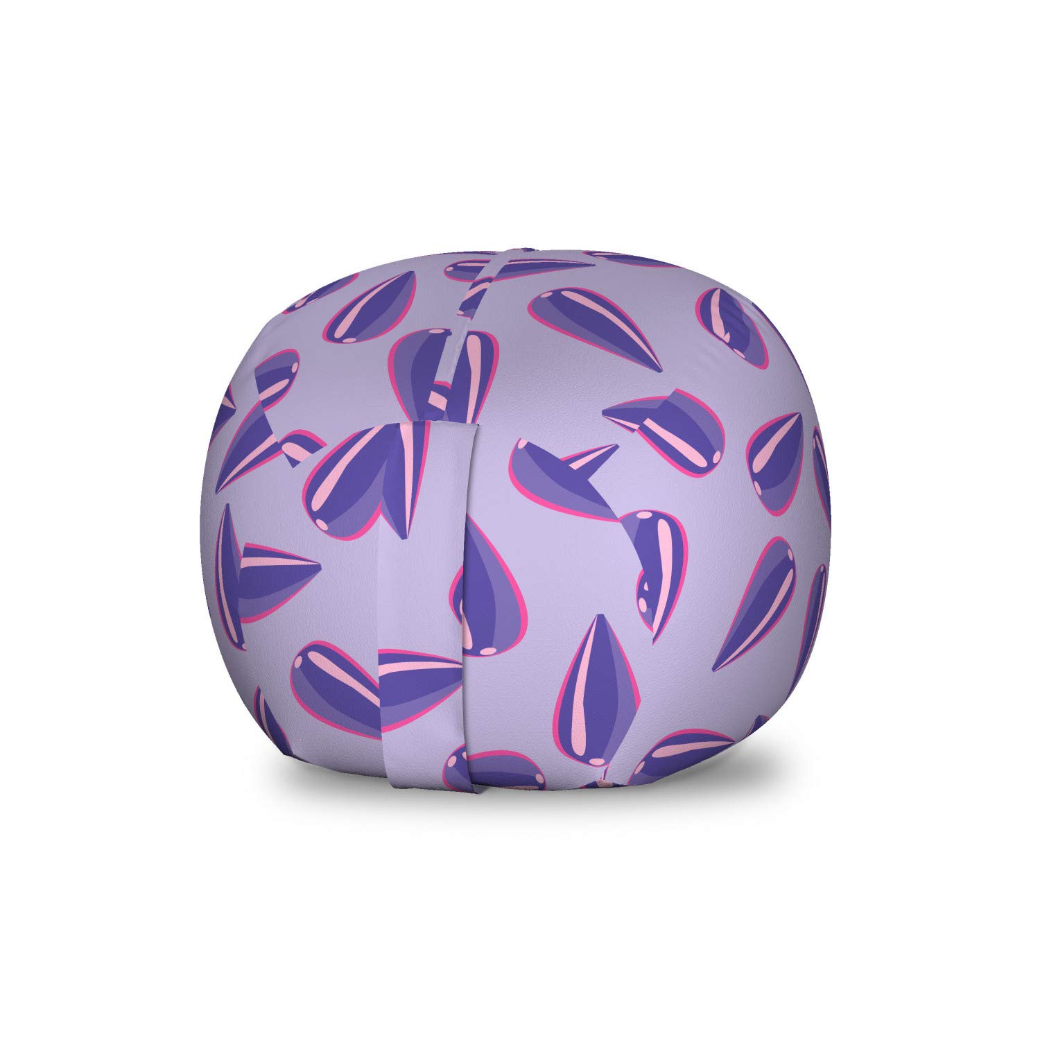 Ambesonne Abstract Storage Toy Bag Chair - Purple Floral Pattern, Washable Stuffed Animal Organizer, Small Size in Lilac Purple Magenta | Kids Room Decor, Nursery Storage, Playroom Organization