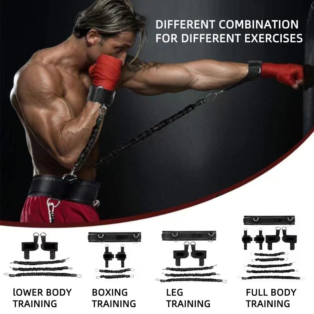 Boxing Resistance Bands - Full Body Workout Equipment for Strength & Agility Training | MMA, Volleyball, Basketball & Football Training Gear | Perfect for Home Gym, Sports Conditioning & Combat Fitness