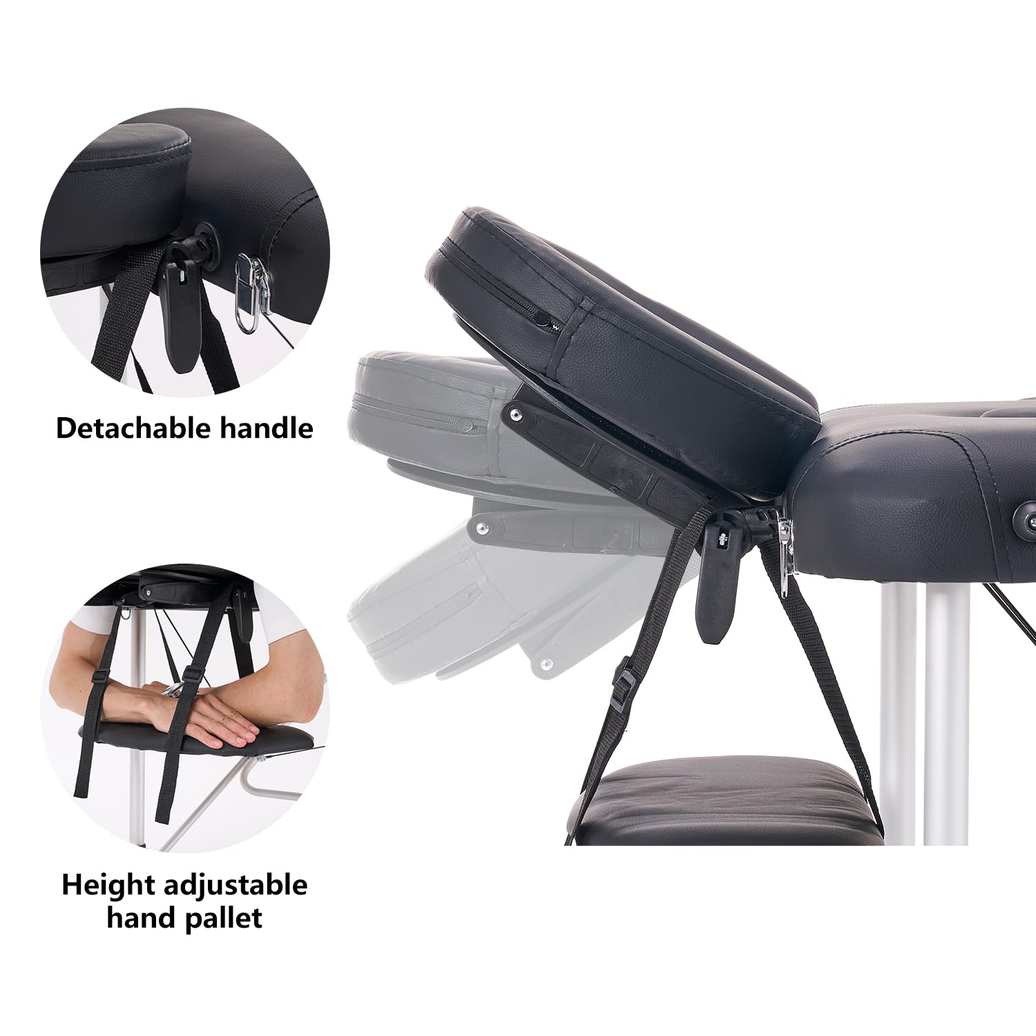 YOUNIKE Professional Portable Massage Table - Lightweight Aluminum Folding Lash Bed for Eyelash Extensions, Facial Spa & Tattoo - Height Adjustable Beauty Salon & Home Use - Perfect for Therapists, Estheticians & Tattoo Artists (Black)