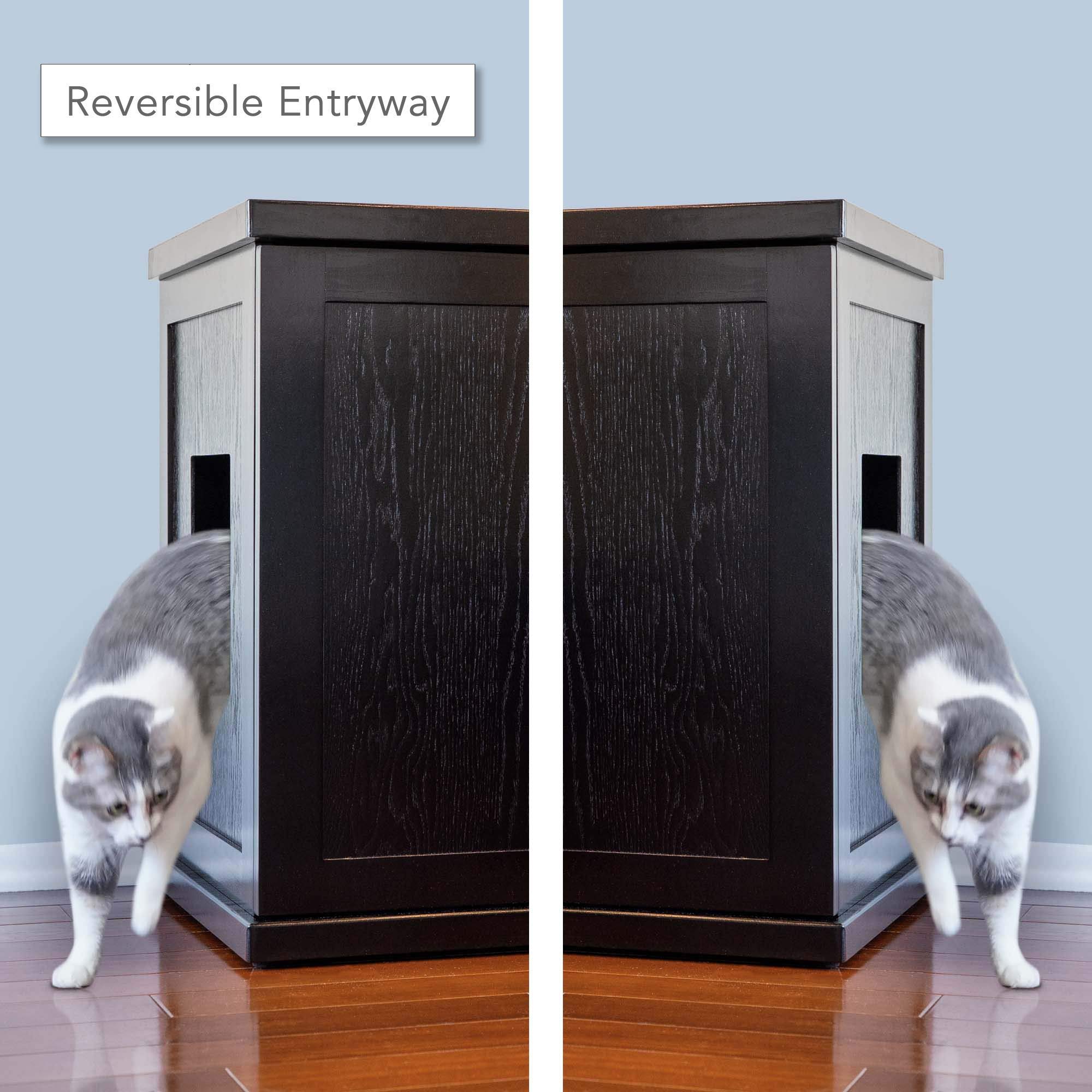 Premium Cat Litter Box Enclosure Cabinet - Hidden Litter Cat Furniture with Drawer, Adjustable Levelers, Large Size in Black Espresso | Perfect for Small Spaces & Home Decor