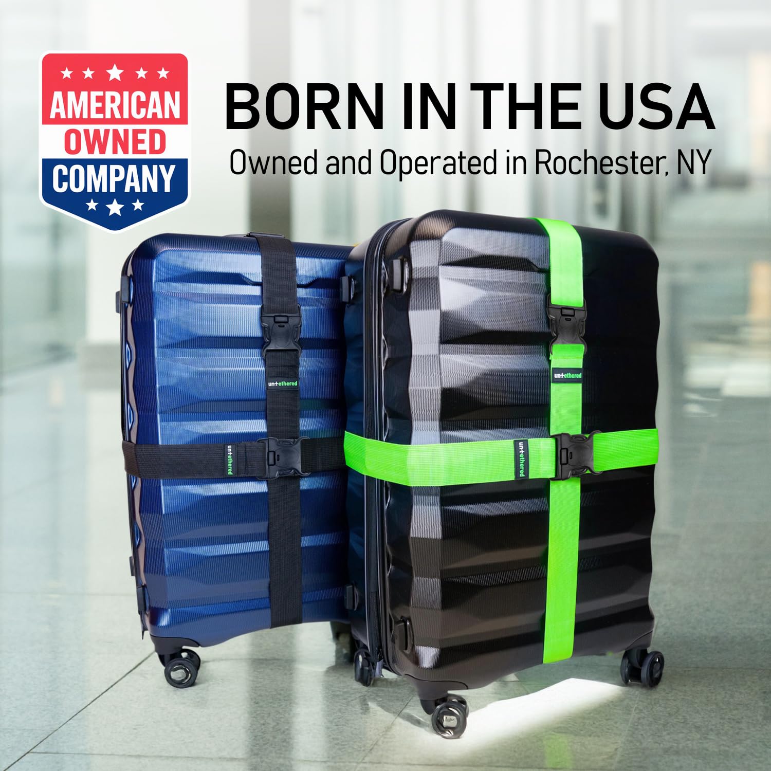 4-Pack TSA-Approved Luggage Straps | Heavy-Duty Adjustable Suitcase Belt Straps for Secure Travel | Durable Buckle Straps for Luggage Wrapping | Perfect for Airplane, Train & Road Trips