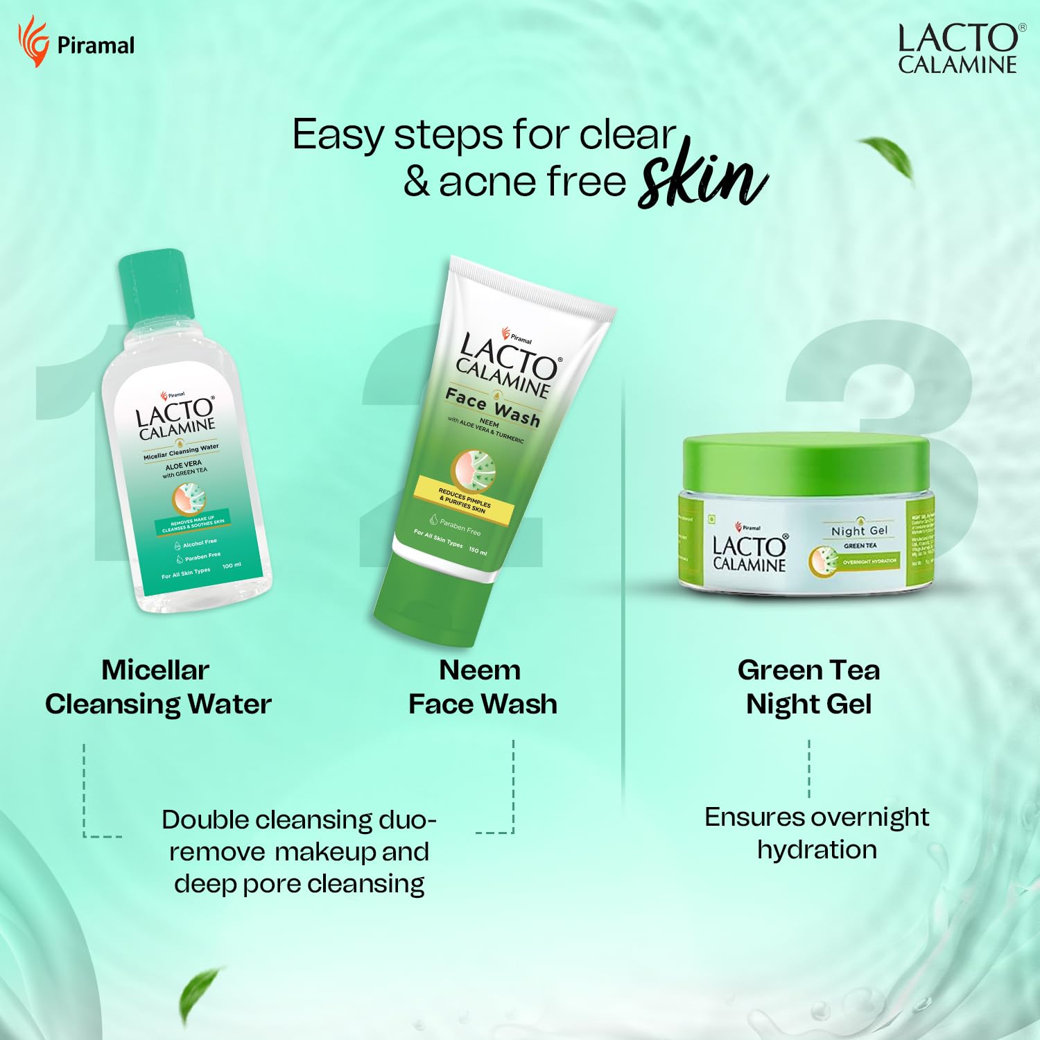 Lacto Calamine Micellar Water Makeup Remover - 2 Pack (100ml Each) | Aloe Vera, Green Tea & Niacinamide | Alcohol-Free Cleansing Water for Face | Removes Makeup, Excess Oil & Impurities | Perfect for Daily Skincare & Travel