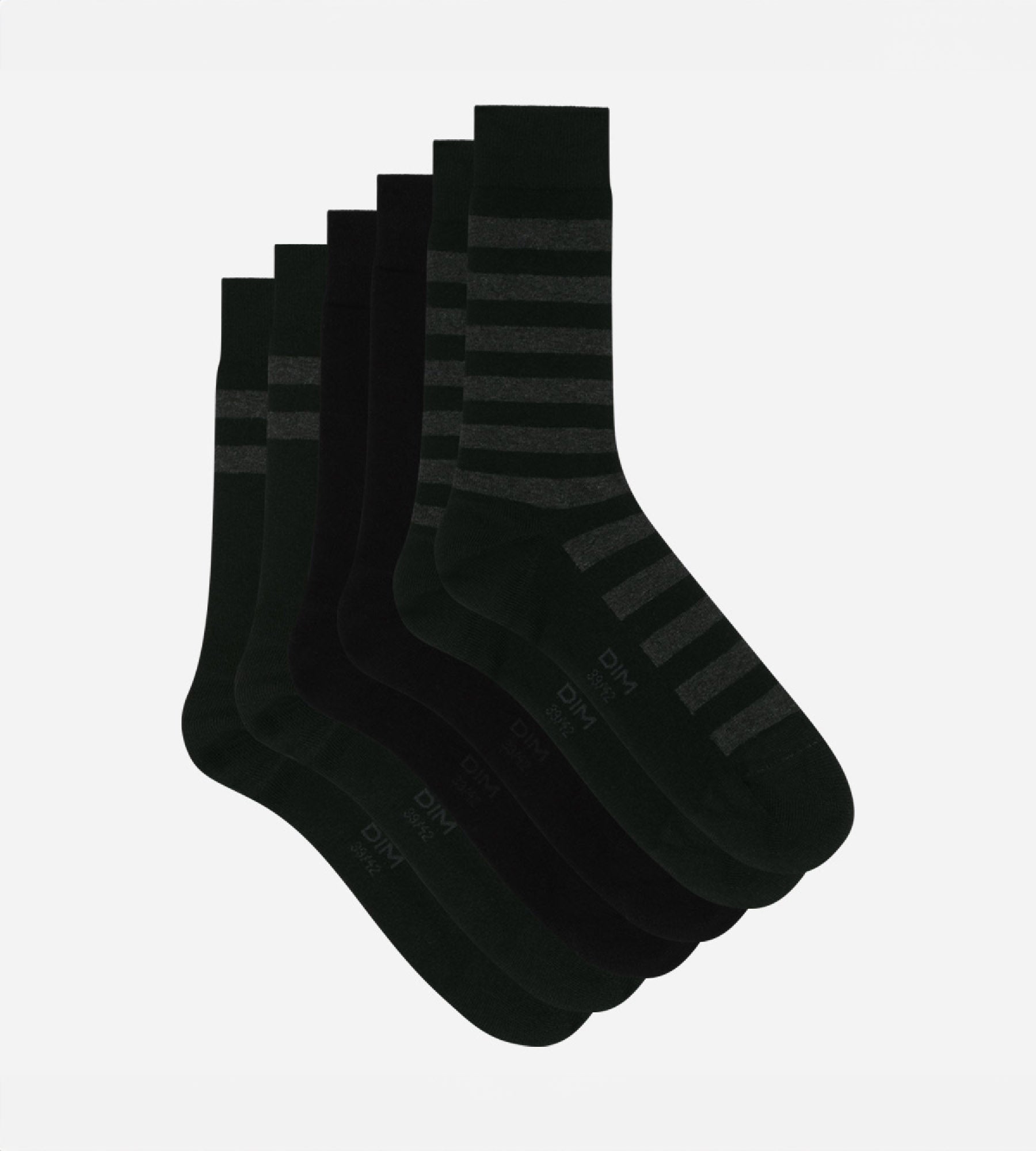 3 Pairs Men's Black Striped Cotton Socks - Comfortable & Breathable for Casual, Work & Sports Wear