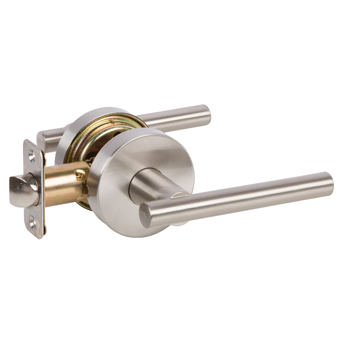 Designers Impressions Kain Satin Nickel Euro Door Lever Set - Modern Passage Door Hardware for Hallway & Closet Doors | Durable & Stylish Interior Door Handle for Home & Office