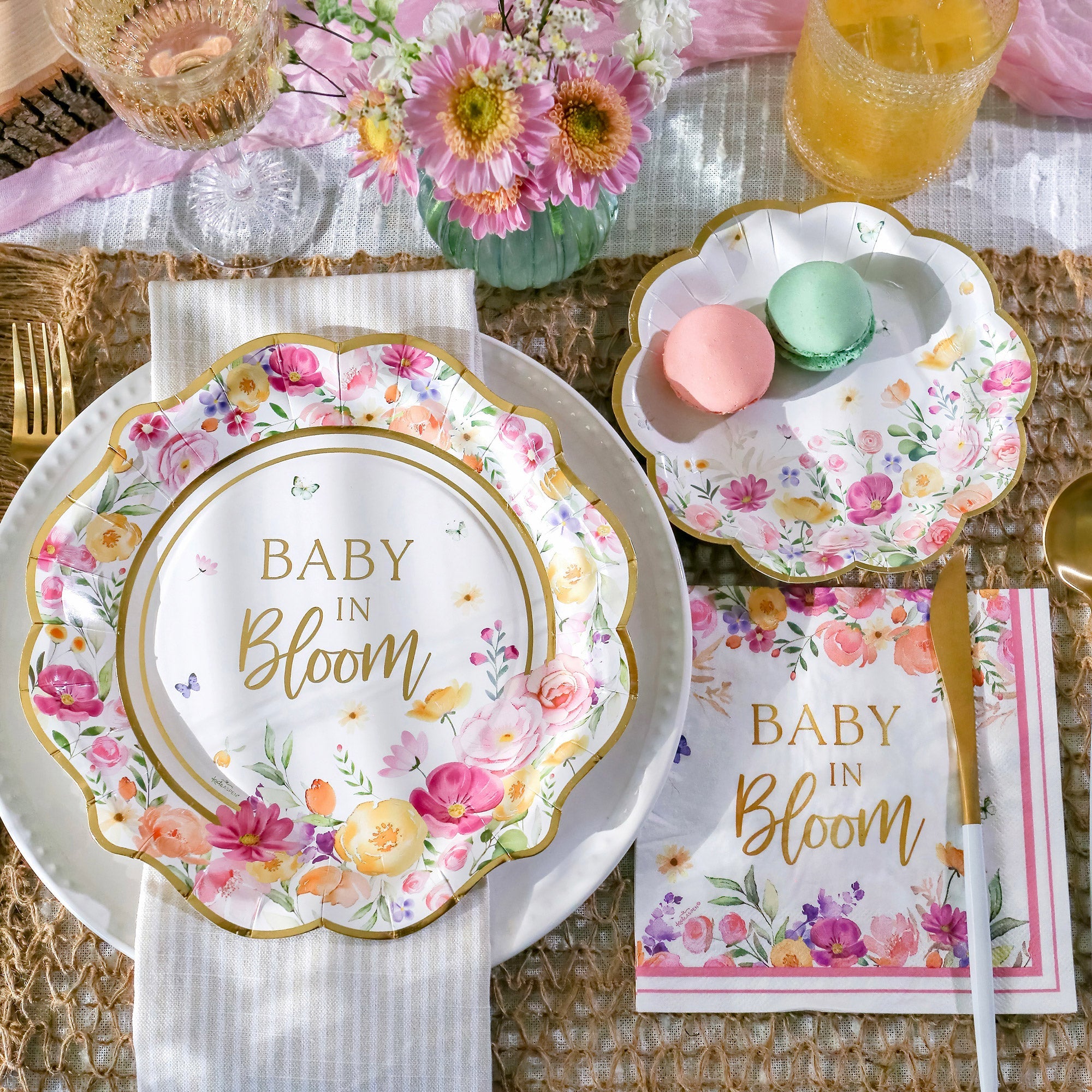 Baby in Bloom 62-Piece Tableware Set for Toddlers - BPA-Free Plastic Plates, Bowls, Cups & Utensils - Perfect for Daycare, Home & Travel Use