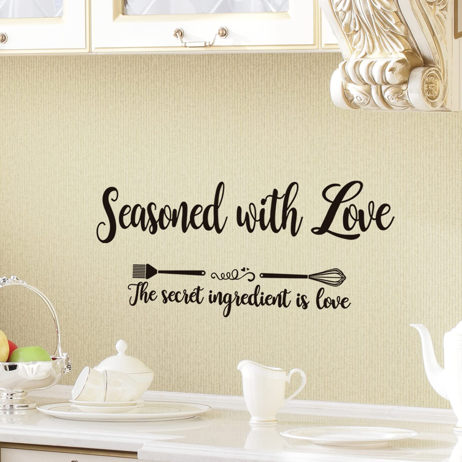 3 Pieces Kitchen Wall Decal Set - Dining Room Rules Vinyl Stickers, Kitchen Utensil Wall Art for Home Decor, Perfect for Kitchen and Dining Room Decoration
