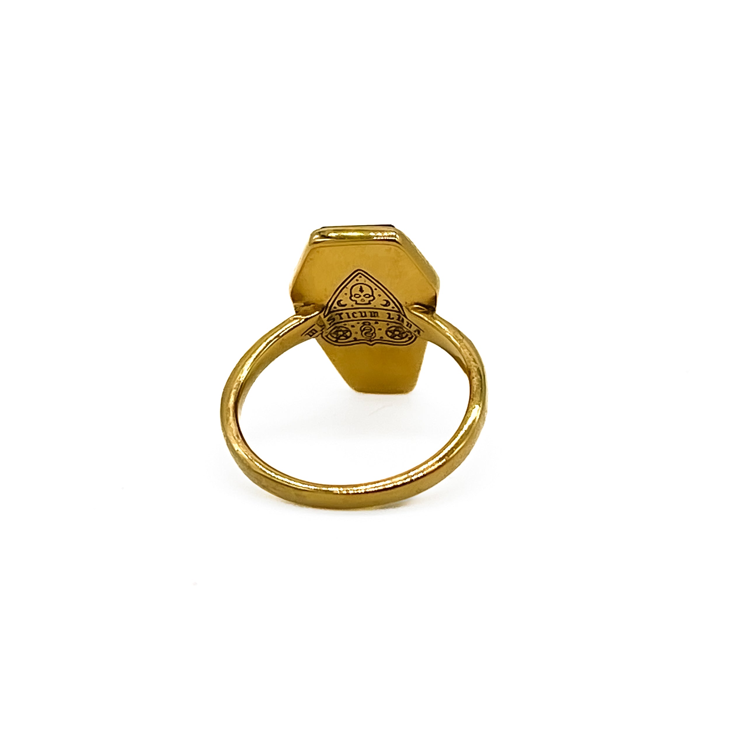 Gothic Black Coffin Ring in Gold - Crypt Jewelry for Men & Women - Perfect for Halloween, Dark Fashion, and Gothic Style Accessories