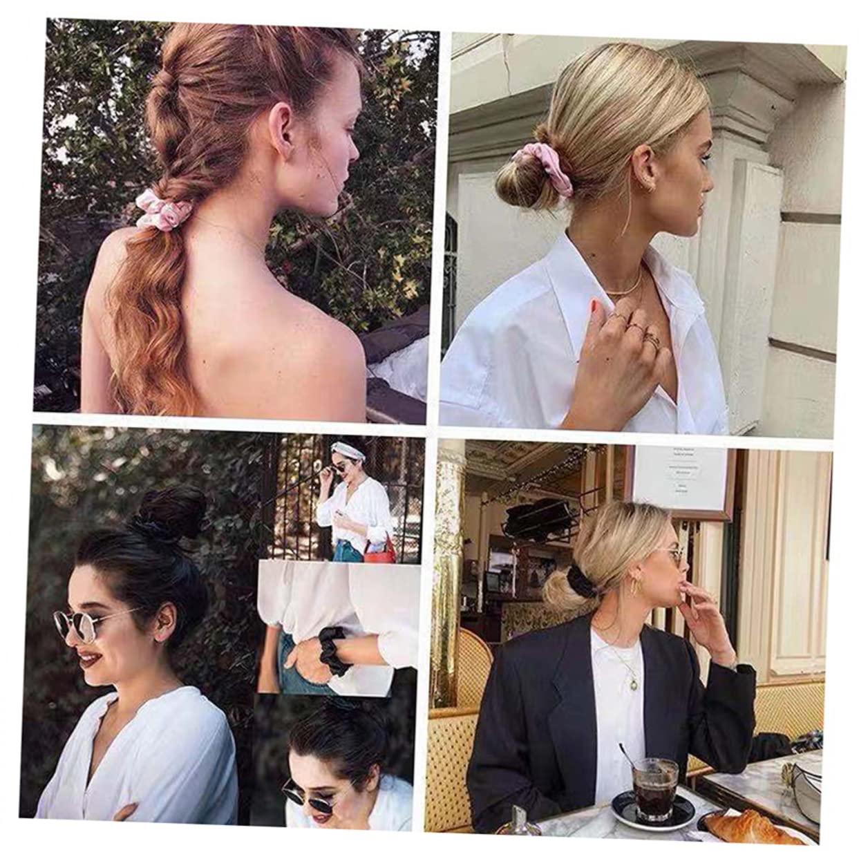 Minkissy 4 Pack Silk Scrunchies for Women - Soft Hair Ties & Ponytail Holders for Thin Hair, Gentle Hair Bands & Elastics - Perfect for Work, Gym, and Everyday Styling