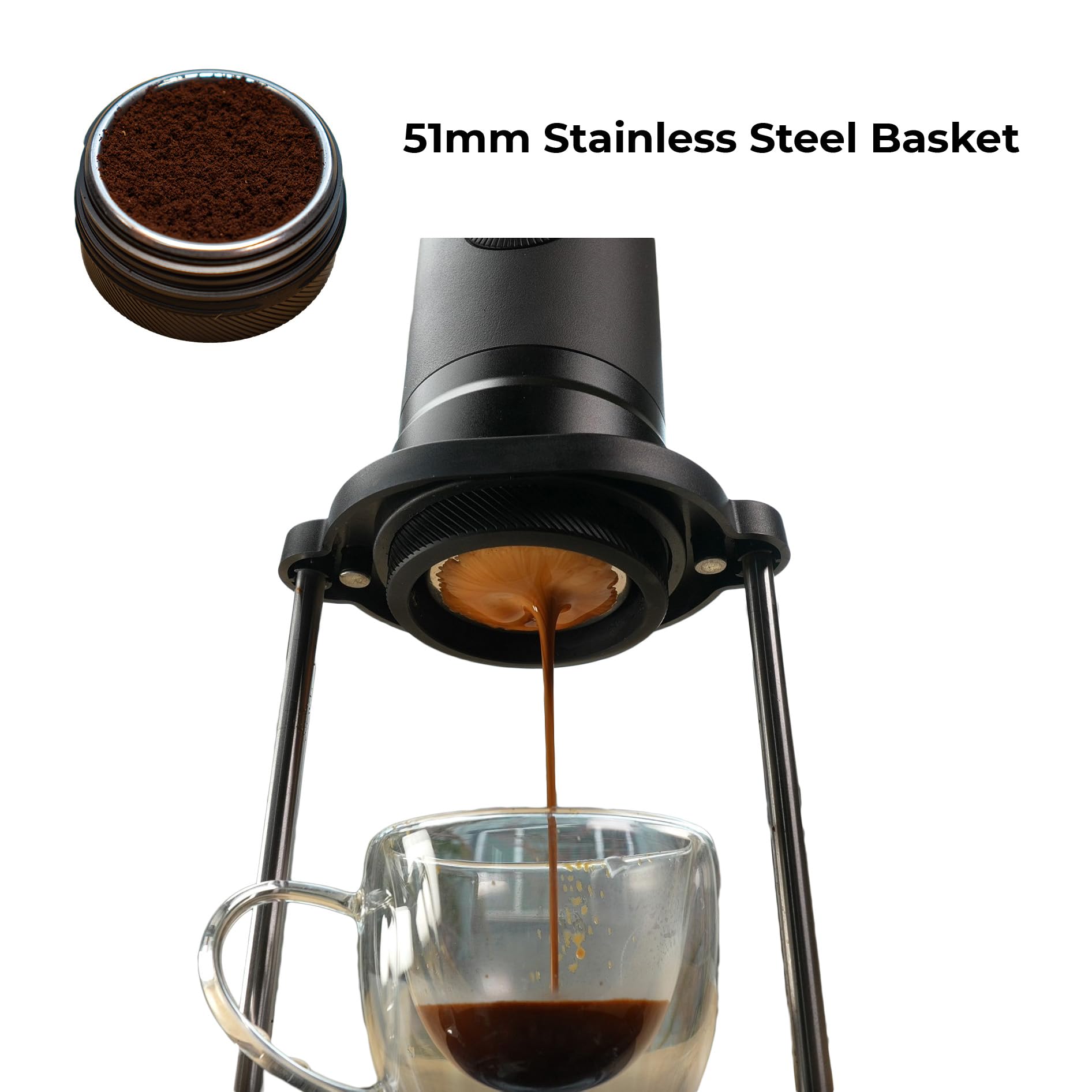 Eon Portable Espresso Machine - Self Heating Travel Coffee Maker with USB-C Fast Charging | Compact Grey Coffee Brewer for Camping, Office & Road Trips