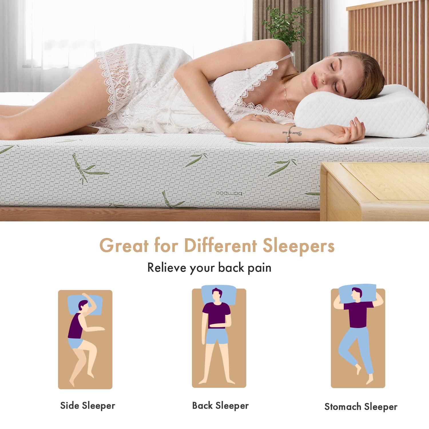 Queen Size Cooling Gel Memory Foam Mattress in a Box - 6 Inch Medium Firm Mattress with Breathable Bamboo Cover | Made in USA | Perfect for Hot Sleepers & Pressure Relief