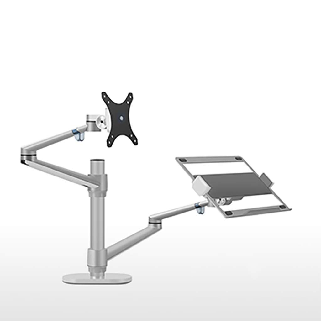 Ergonomic Dual Monitor Stand with Adjustable Foldable Phone & Tablet Mount Holder - Compatible with Smartphones, iPad, iPad Air, iPad Pro, Nintendo Switch (Silver) - Perfect for Home Office, Gaming & Workspace Setup