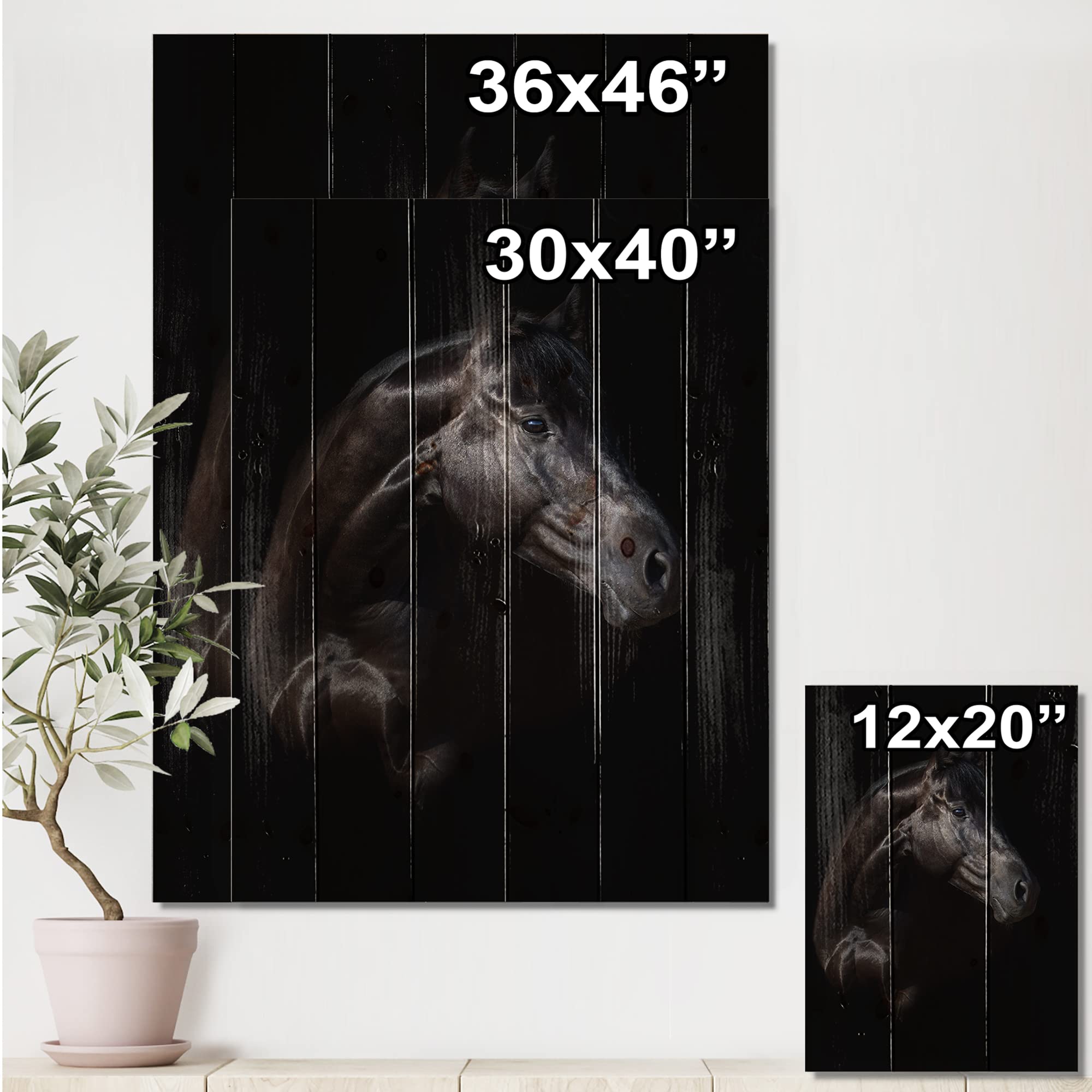 Farmhouse Wood Wall Decor - Silhouette of Horse and Girl, Black Wood Wall Art, Large Animal Wood Panels Printed on Natural Pine - Perfect for Living Room, Bedroom, or Country Home Décor