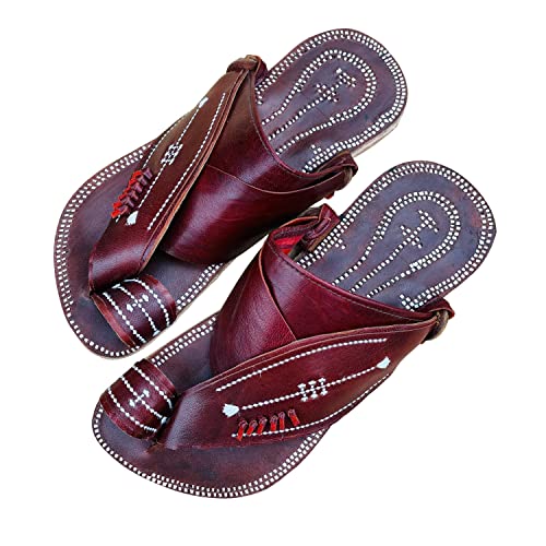 Men's Brown Leather Sandals - Handmade Earthing Sandals | SandCruisers for Grounding, Beach, Pool, Park & Outdoor Activities - Comfortable Walking & Yoga Shoes