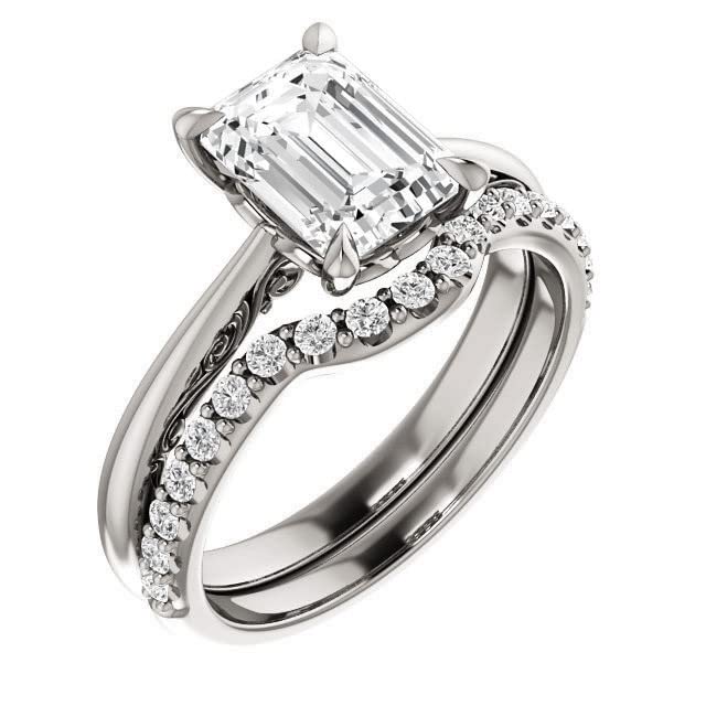 3 Carat Emerald Cut Diamond Bridal Ring Set in 925 Sterling Silver - 4-Prong Solitaire Engagement Ring for Women, Valentine's Day Gift for Her, Customizable Wedding Jewelry | Perfect for Proposals, Anniversaries & Special Occasions