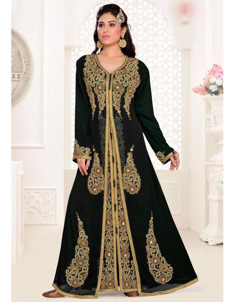 Elegant A-Line Embroidered Kaftan Dress for Women - Boho Chic Beach Cover Up, Summer Vacation & Lounge Wear