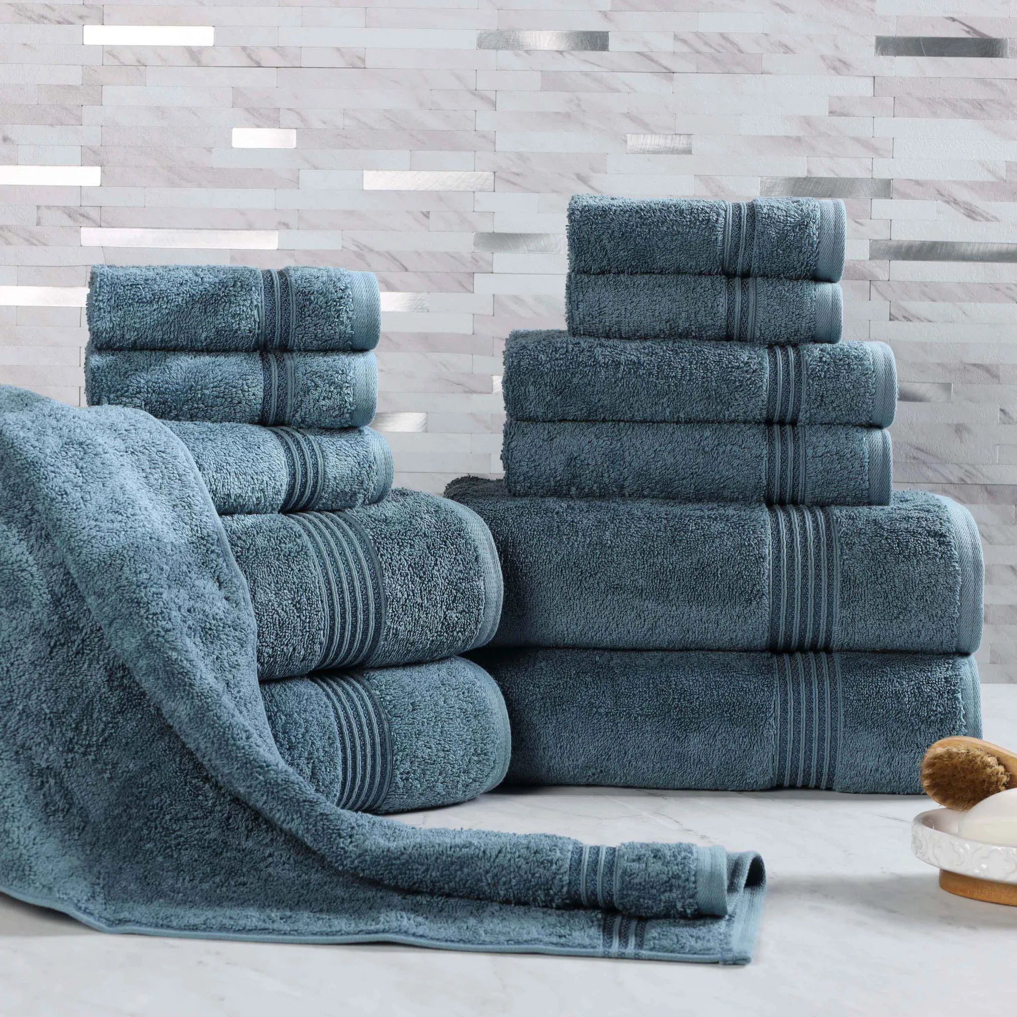 Premium 12-Piece Egyptian Cotton Towel Set - Ultra Soft, Highly Absorbent Bath & Beach Towels for Luxury Spa, Hotel, and Home Use