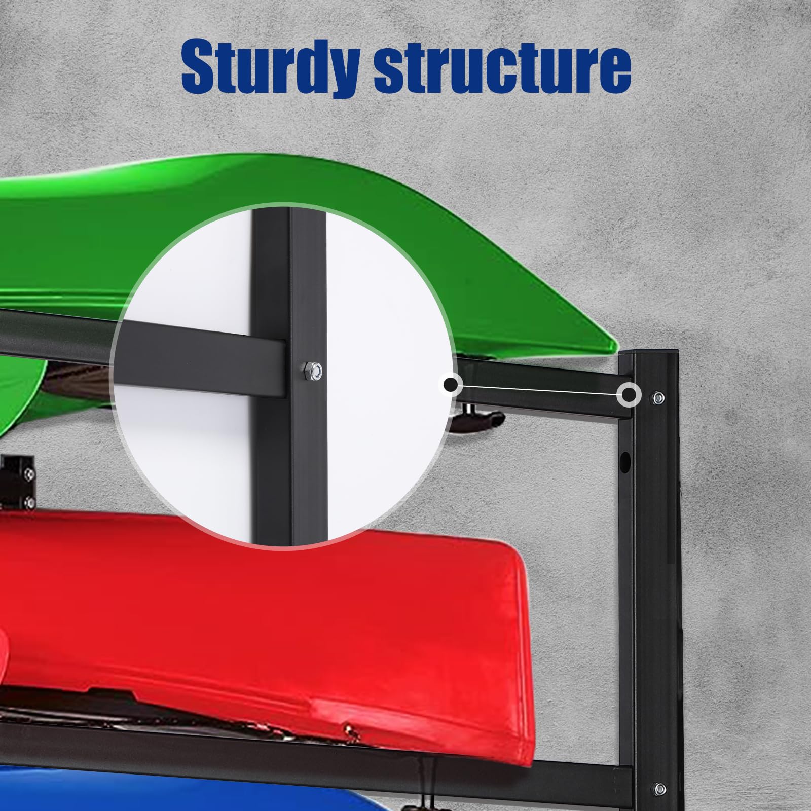 **Heavy Duty Kayak Storage Rack for 4 Kayaks - Wall Mounted Garage & Outdoor Organizer for Kayak, Canoe, Surfboard & Paddleboard - Perfect for Backyard, Shed, or Dock Storage**
