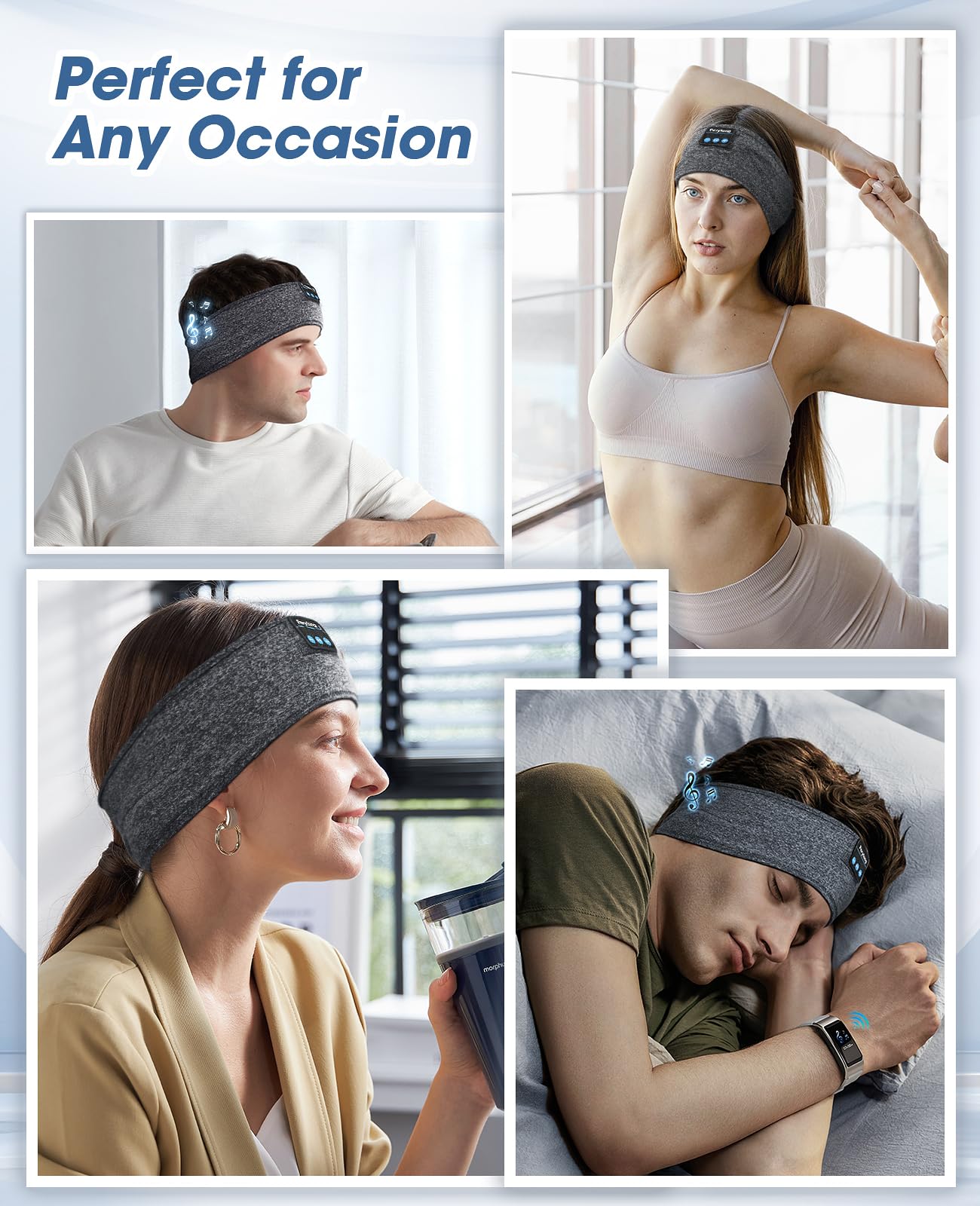 Wireless Sleep Headphones with Noise Cancelling - Comfortable Headband Design for Side Sleepers, Insomnia Relief & Travel | Perfect Gift for Women, Men, Mom, Dad & Kids | Ideal for Nighttime Relaxation, Meditation & Airplane Use