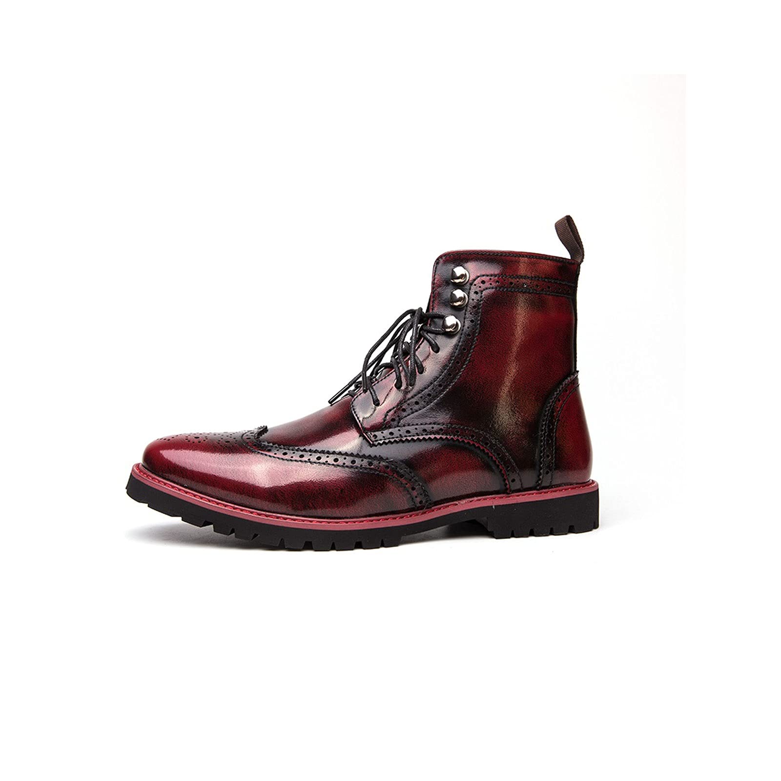 Italian Style Men's Leather Boots - Classic Retro Comfortable & Breathable Fashion Boots for Men, Size 11 in Red - Perfect for Casual Wear, Outdoor Adventures & Winter Fashion