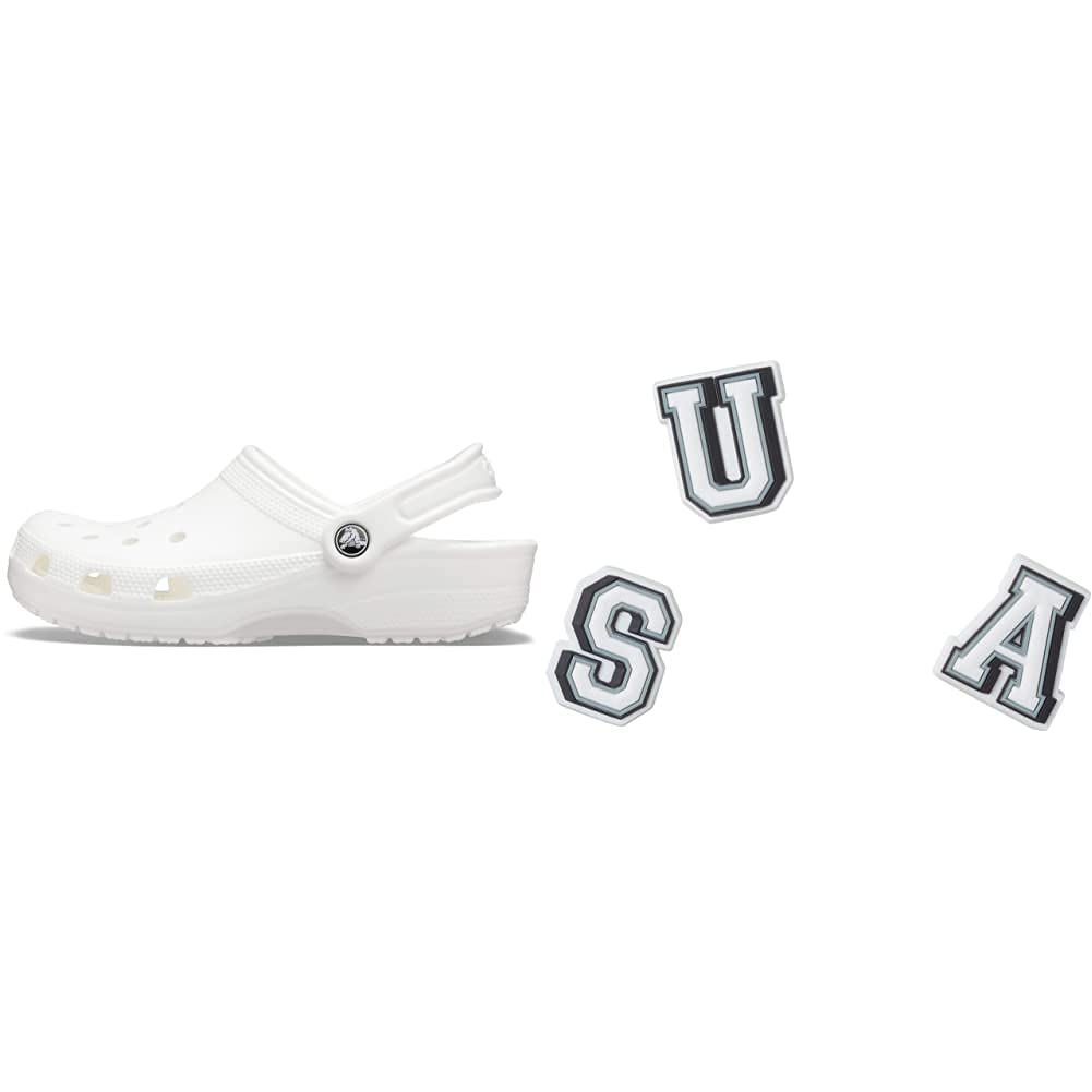 Crocs Classic Clog Shoes for Men & Women with 3-Pack Jibbitz Charms - Comfortable Slip-On Water Shoes for Beach, Pool, Garden & Casual Wear