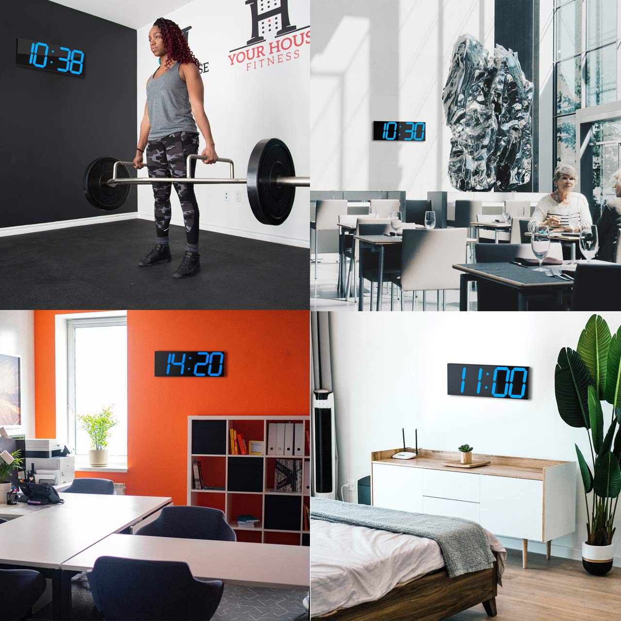 Large LED Digital Wall Clock with 6