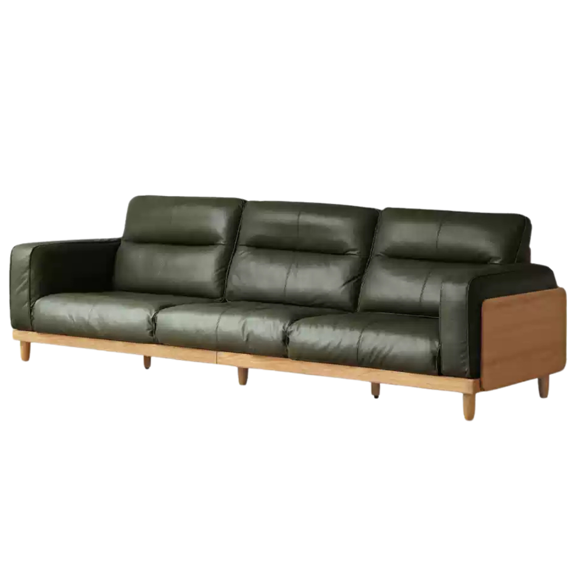 Premium Oak Solid Wood Straight High Back Cloth Leather Sofa - Modern Living Room Furniture for Home Office & Lounge Comfort