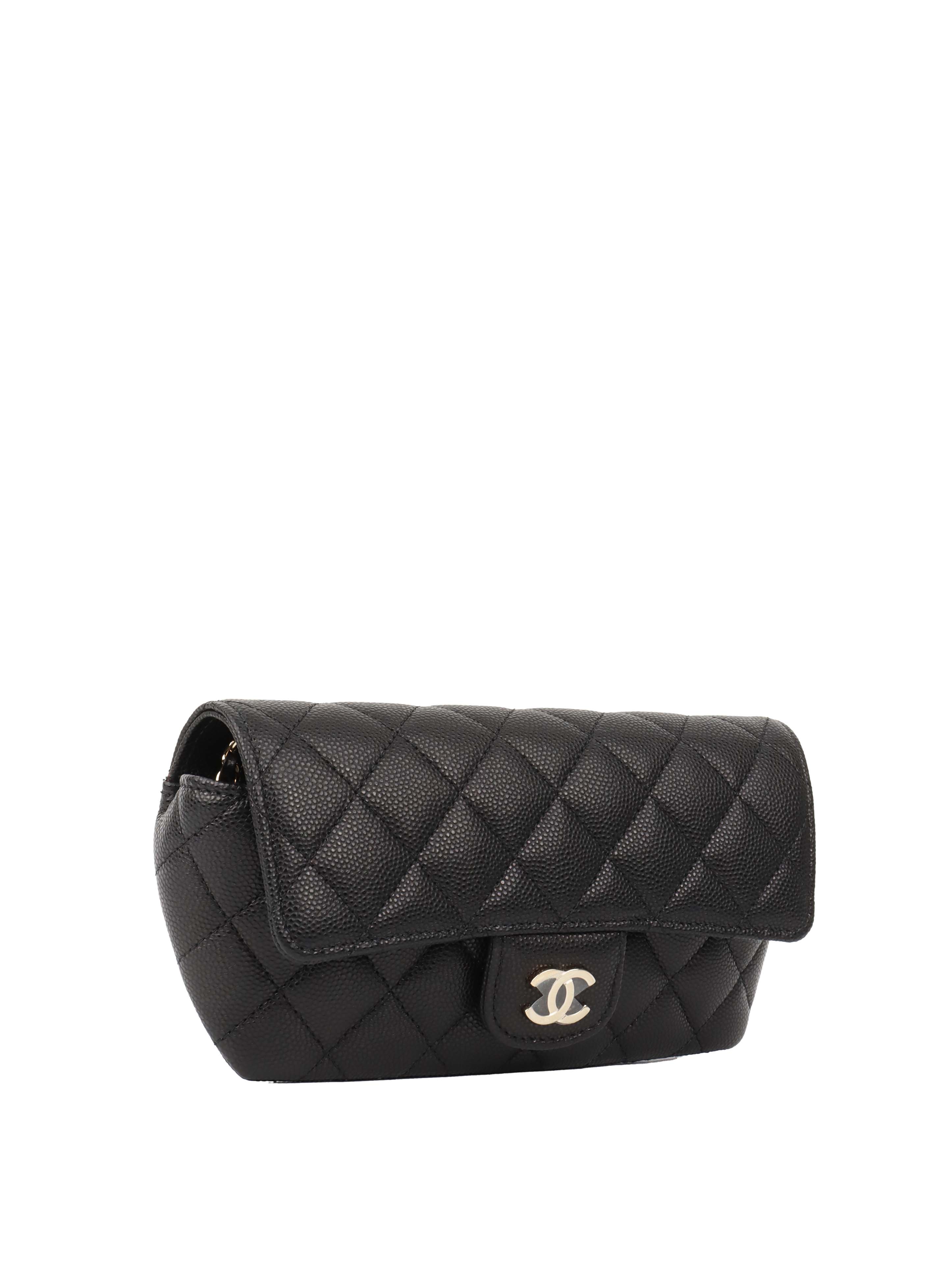Chanel Black Caviar Leather Glasses Case Chain Bag - Luxury Eyewear Holder for Women, Designer Sunglasses Pouch with Chain Strap, Perfect for Travel & Everyday Use