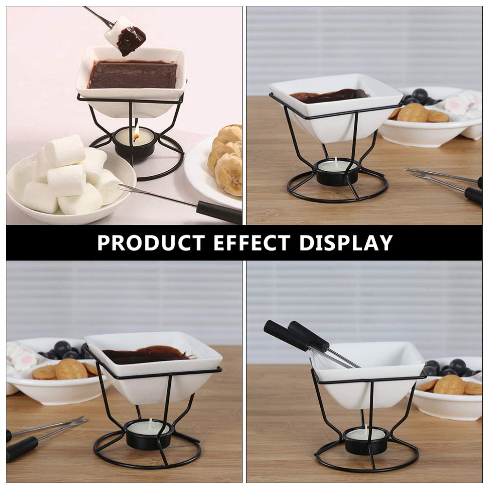 YARNOW Ceramic Butter Warmer Fondue Pot Set with Tealight Candle - Chocolate Melting Pot for Cheese, Butter & Chocolate - Perfect for Fondue Parties, Romantic Dinners & Dessert Making