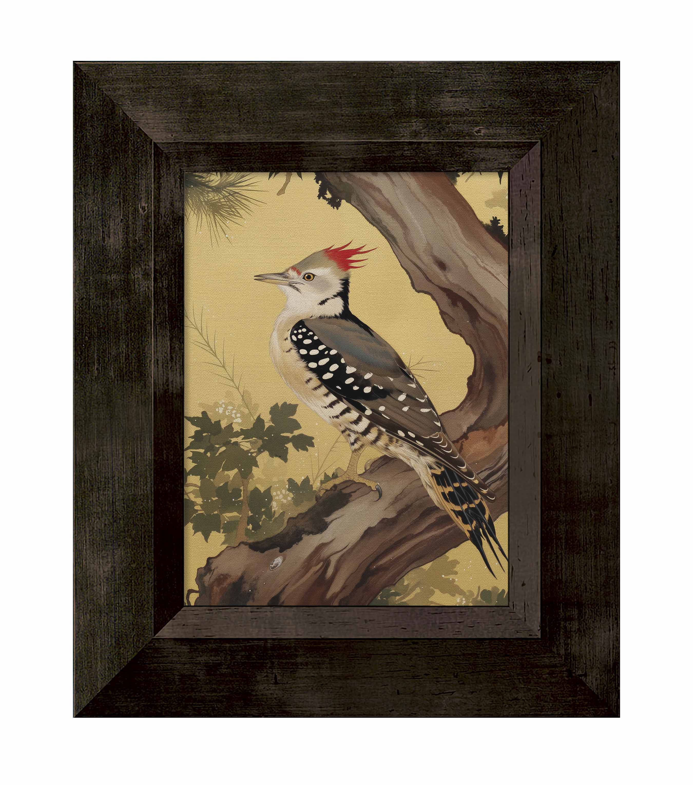 Echoes of the Forest - Woodpecker in Pine Haven Limited Edition Canvas Wall Art - Nature Inspired Home Decor for Living Room, Bedroom & Office