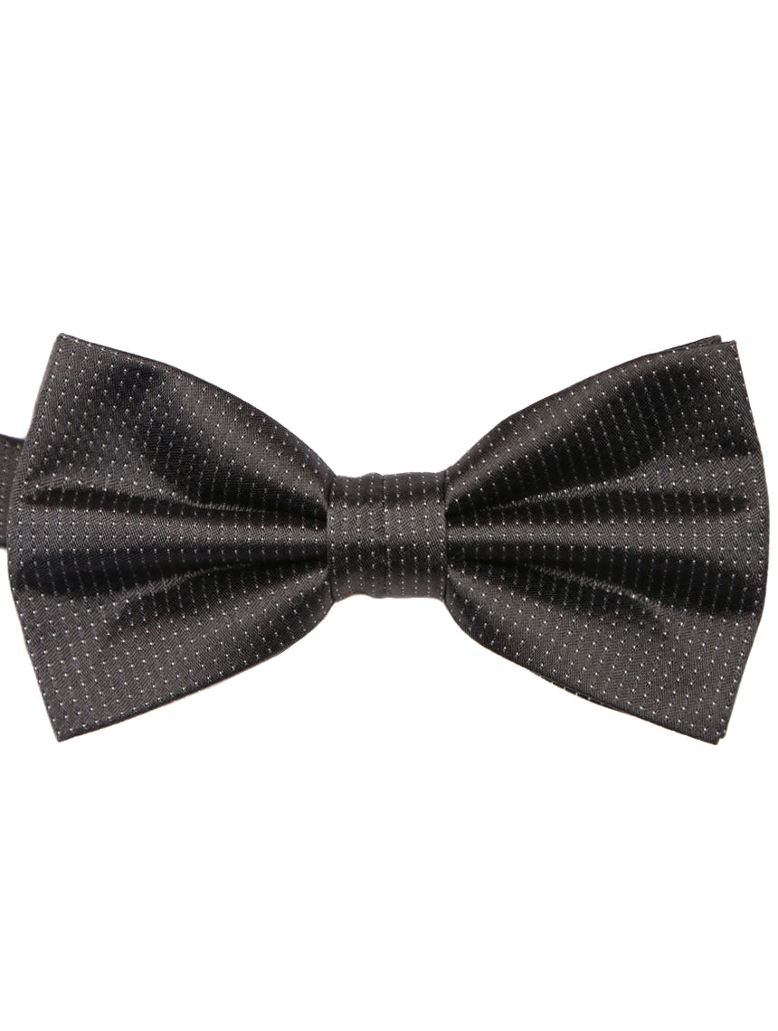 DÉCLIC Classic Microdot Bow Tie for Men - Slim Adjustable Pre-Tied Necktie in Charcoal Gray - Perfect for Weddings, Parties & Formal Events