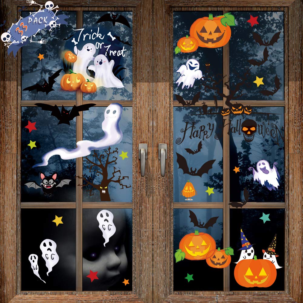 Vanleonet Halloween Window Clings Decals - Double-Sided Removable Window Stickers for Glass, Spooky Party Decorations - Perfect for Halloween Home, Office & Classroom Decor