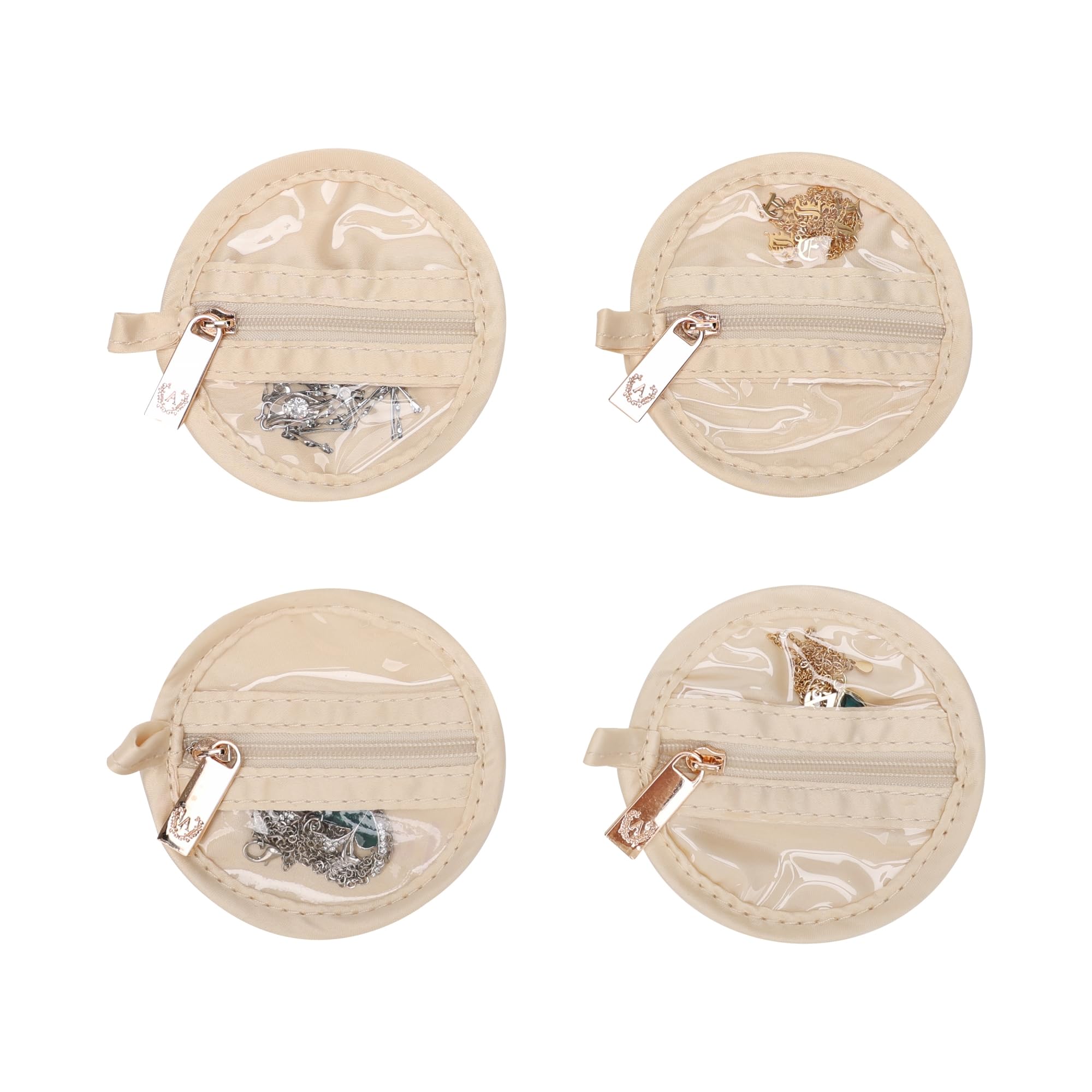 Angelina's Palace Round Jewelry Organizer Case - Vegan Leather Travel Jewelry Box for Necklace, Earrings, Bracelet & Ring Storage - Perfect Bridesmaid Gift & Travel Accessory (Pearl Blue)