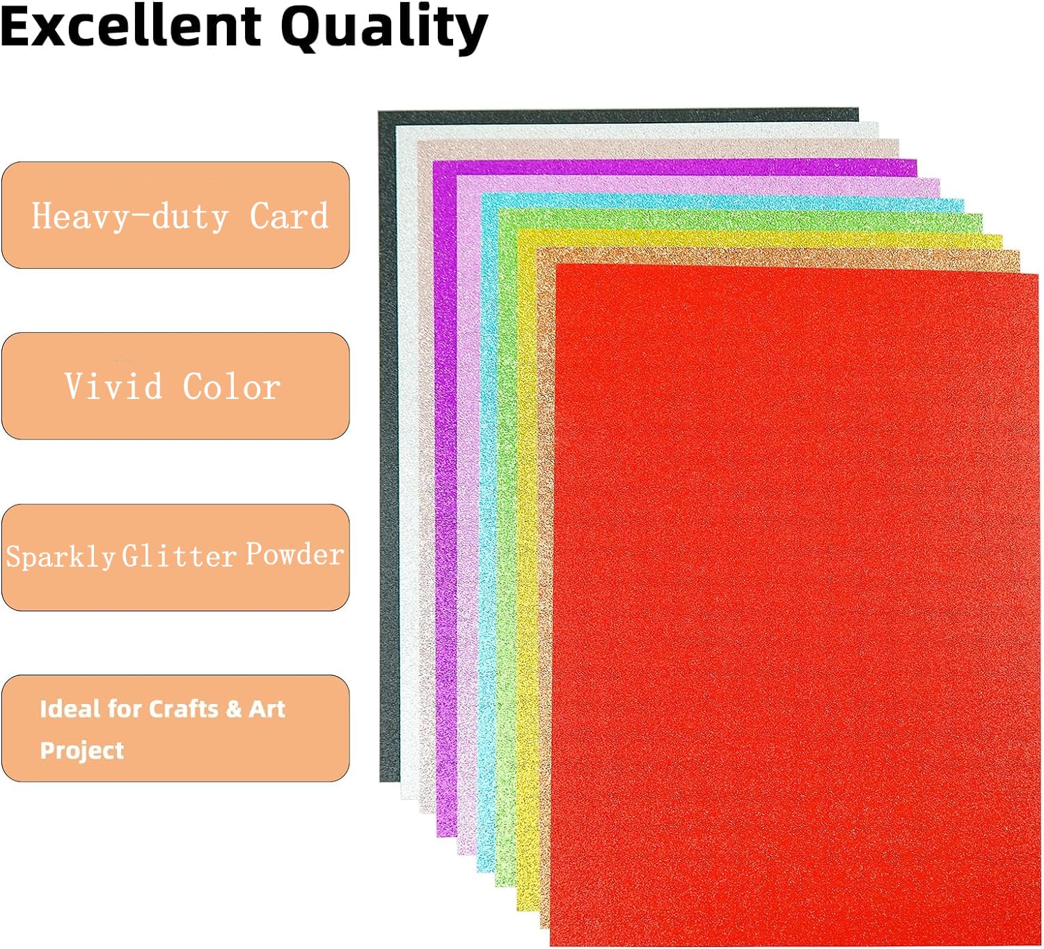 20 Sheets Black Glitter Cardstock Paper 8.5 x 11 Inches - 250gsm Premium Heavyweight Sparkling Cardstock for DIY Card Making, Scrapbooking, Party Decorations, School Projects & Craft Supplies (Black) | Perfect for Invitations, Greeting Cards & Holiday Crafts