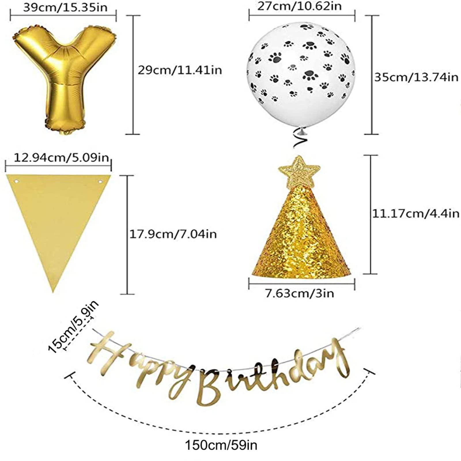 Dog & Cat Birthday Party Supplies - Pawty Balloons, Hats & Happy Birthday Banner for Pet Celebration | Perfect for Pet Birthday Decorations & Animal Themed Parties