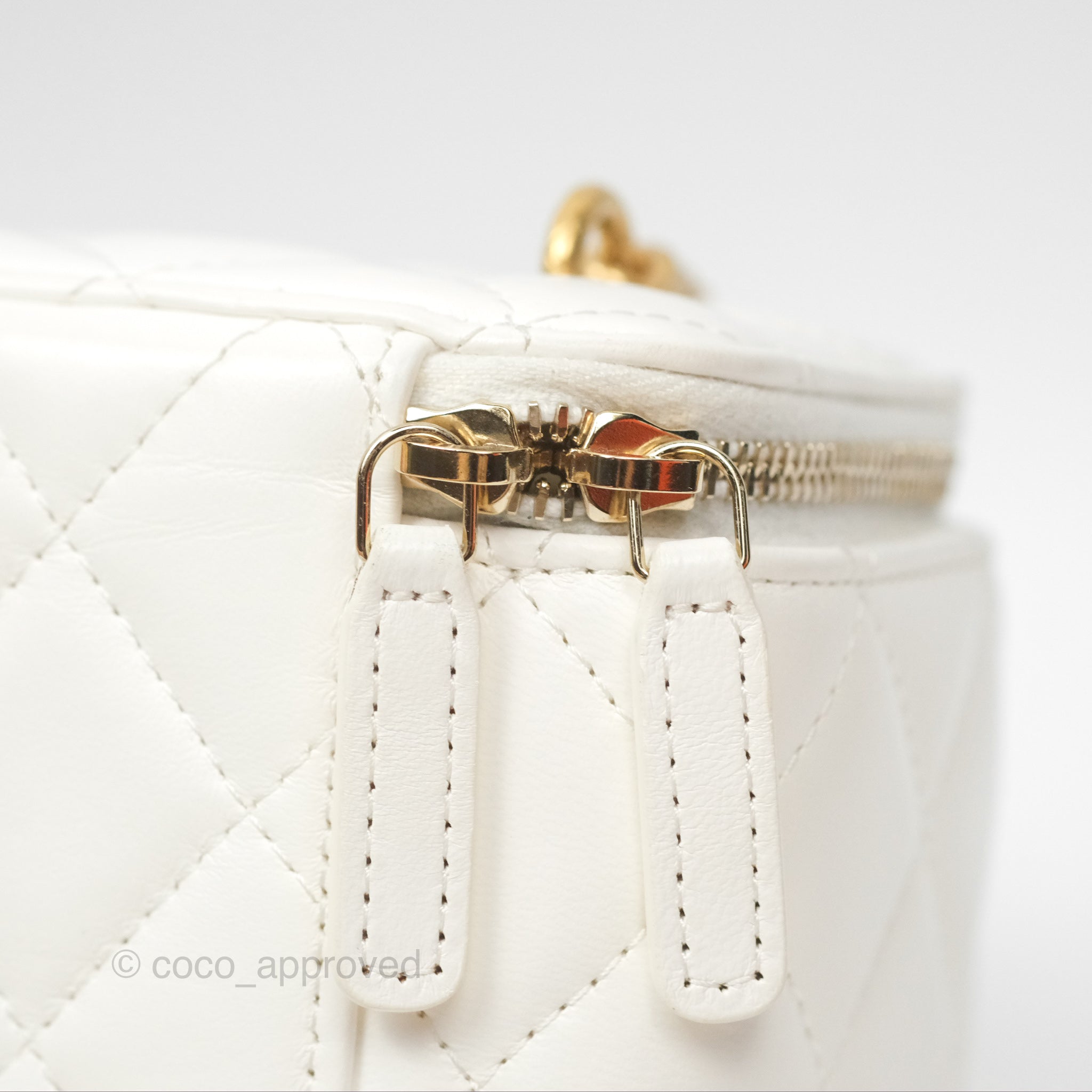Chanel All Slide Vanity Bag with Adjustable Chain - White Lambskin Leather & Aged Gold Hardware - Luxury Crossbody Bag for Women, Perfect for Parties & Evening Events