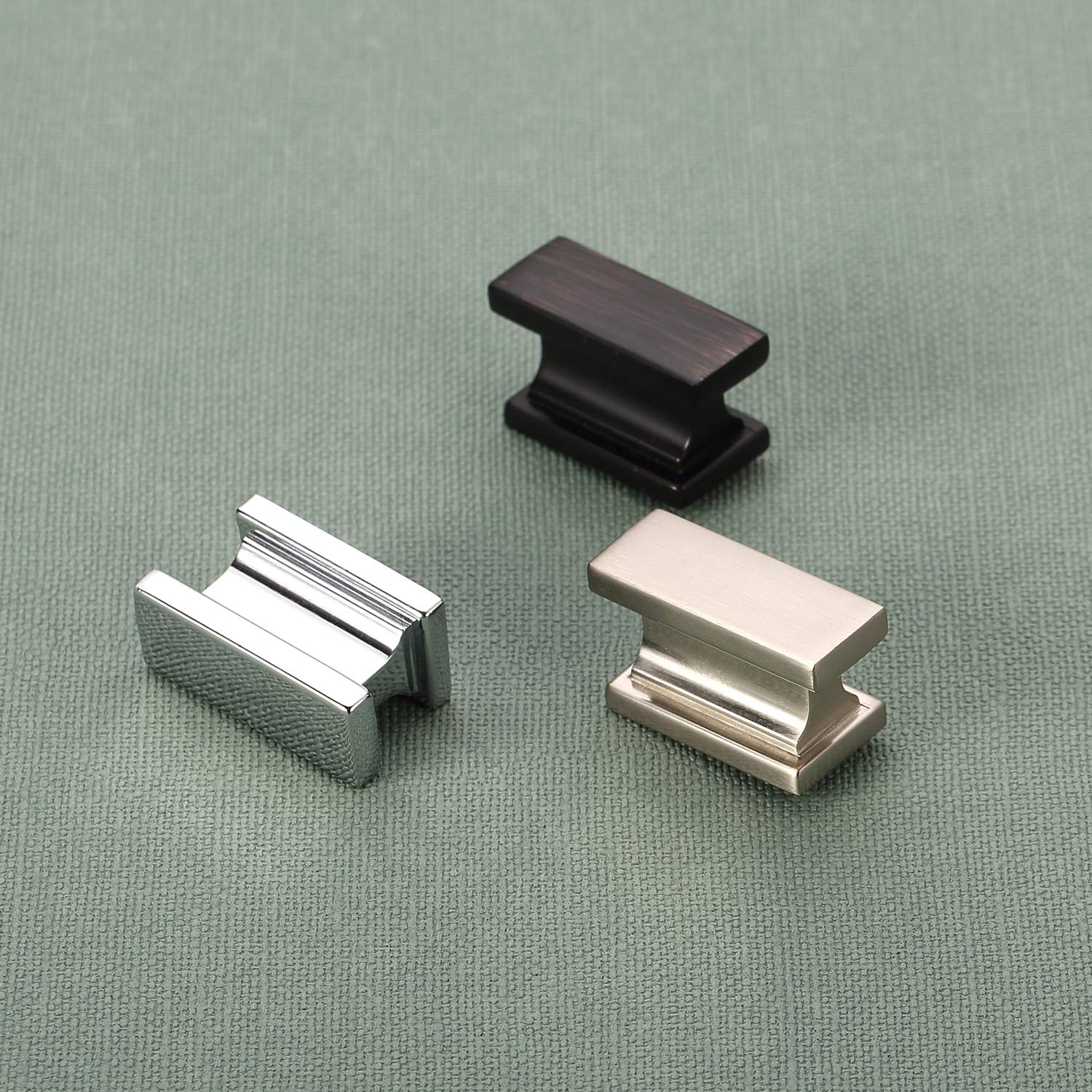 10 Pack Polished Chrome Cabinet Knobs - 1.46 Inch (37mm) Rectangle Kitchen Hardware for Cabinets & Drawers - Durable AL6061CP - Perfect for Modern Kitchens, Bathrooms & Furniture Upgrades