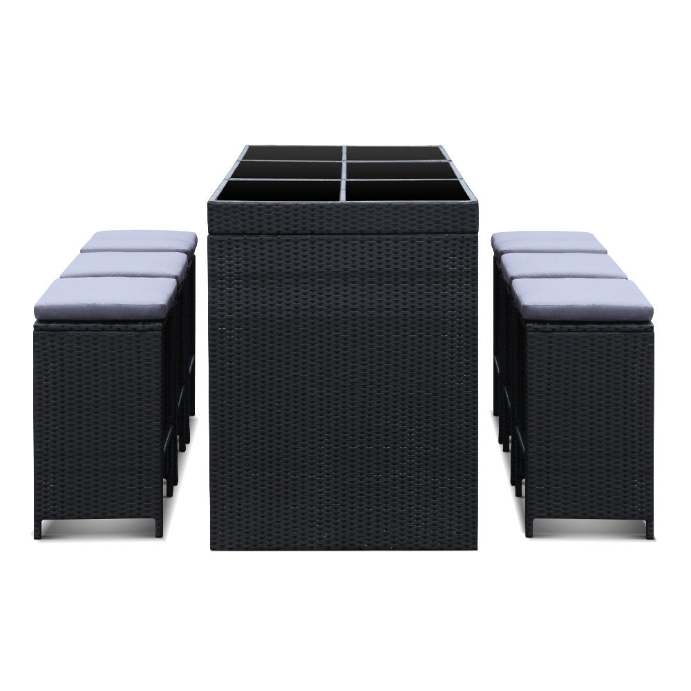 7-Piece Outdoor Bar Set with Dining Table & Stools - All-Weather Wicker Patio Furniture for Backyard, Garden, Poolside or Deck Entertaining