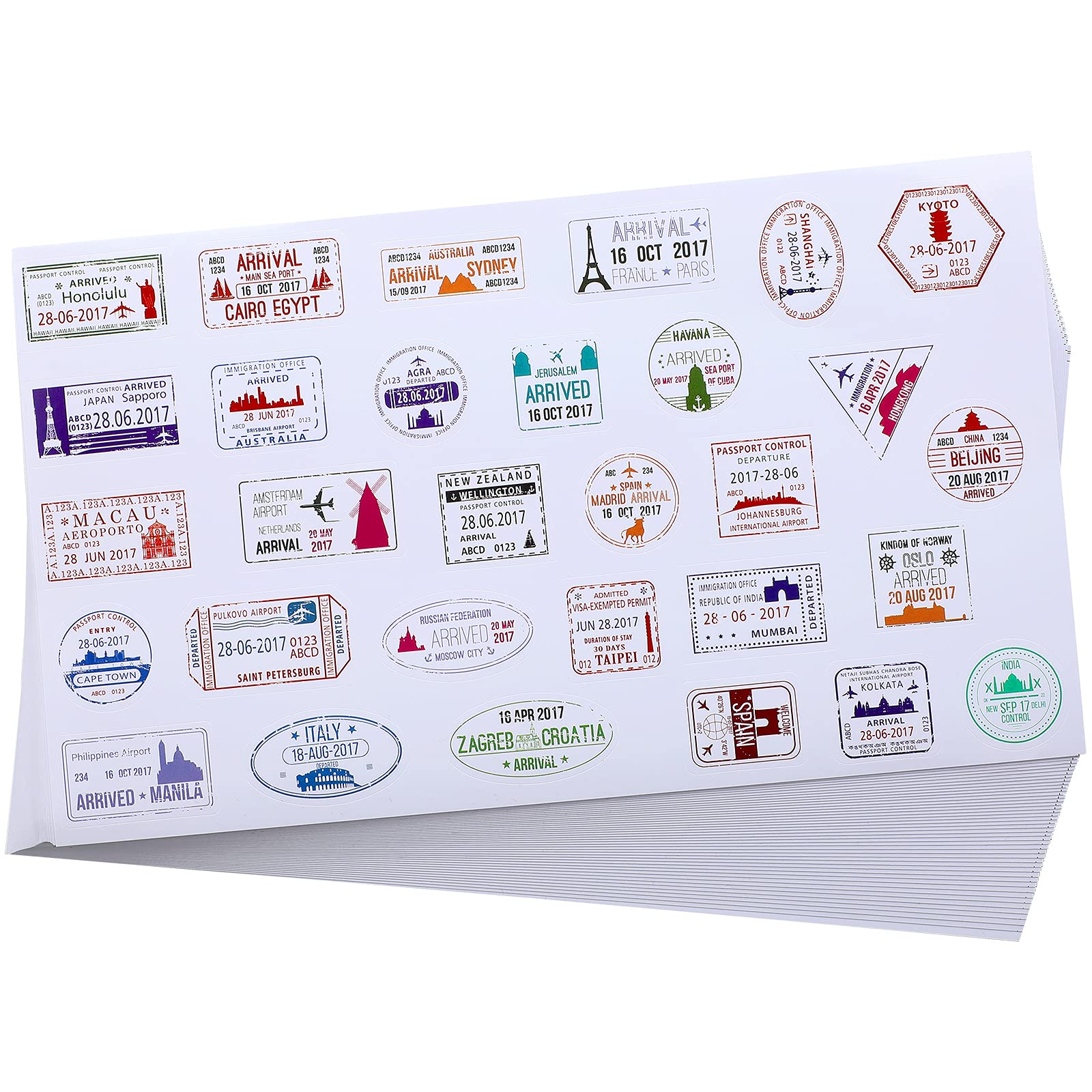 1500 Travel Stickers - Country Passport Stickers & Vintage Decorative Passport Stamps - Waterproof Luggage Stickers for Suitcases, Journals, Scrapbooks & Travel Accessories