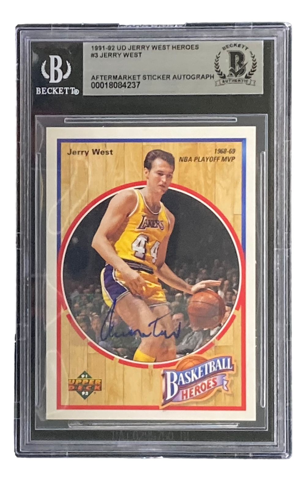 Jerry West Autographed 1991-92 Upper Deck Heroes #3 Lakers Basketball Trading Card - Collectible Memorabilia for Fans & Sports Enthusiasts