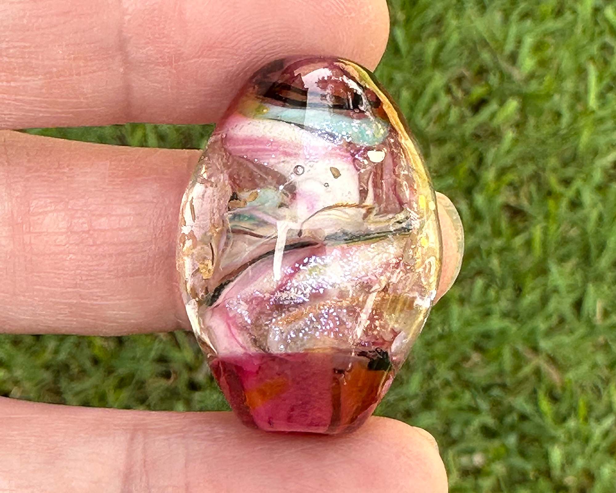 Pink Dichroic Shimmer Glass Lampwork Focal Bead for Jewelry Making - Handmade SRA Art Bead for Necklaces, Bracelets & DIY Craft Projects