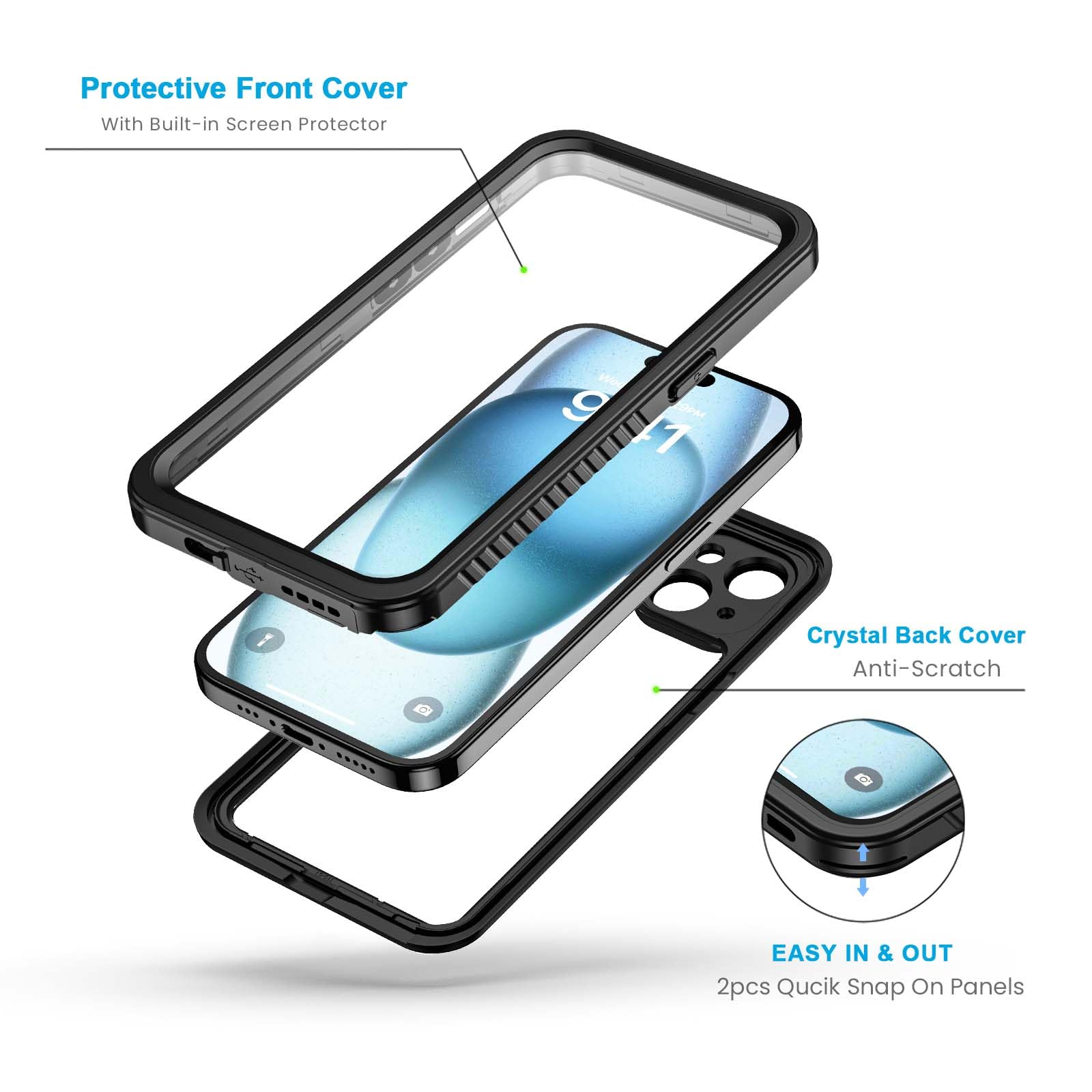 Lanhiem Waterproof iPhone 15 Case (6.1