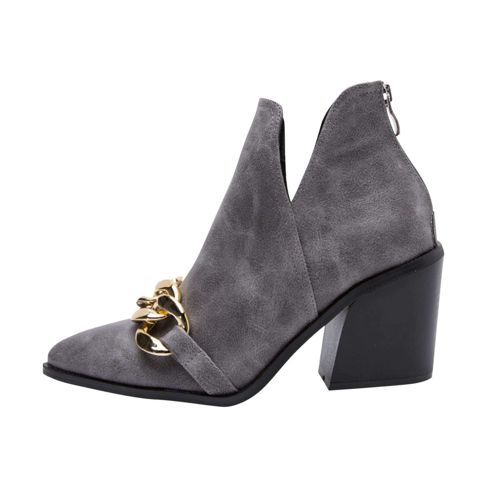 Stylish Women's Ankle Boots - Dressy Mid-Calf Booties with Thick Sole for Fall/Winter Fashion | Perfect for Office, Date Night & Casual Outfits (Grey)