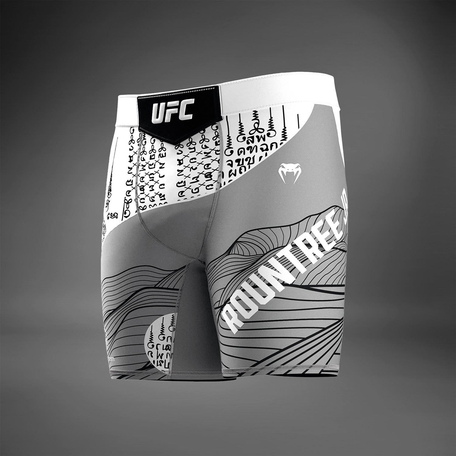 VENUM UFC Unrivaled Khalil Rountree Jr. Vale Tudo MMA Shorts for Men - Grey Training & Fighting Shorts for UFC Fans & Martial Arts Practitioners
