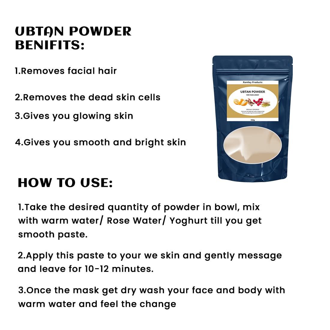 ZeroLuxury Ubtan Powder for Face & Body - 250g (Pack of 3) | Natural Exfoliating Scrub to Remove Dead Skin Cells | Gentle Skin Brightening Treatment for Daily Skincare Routine & Spa Days