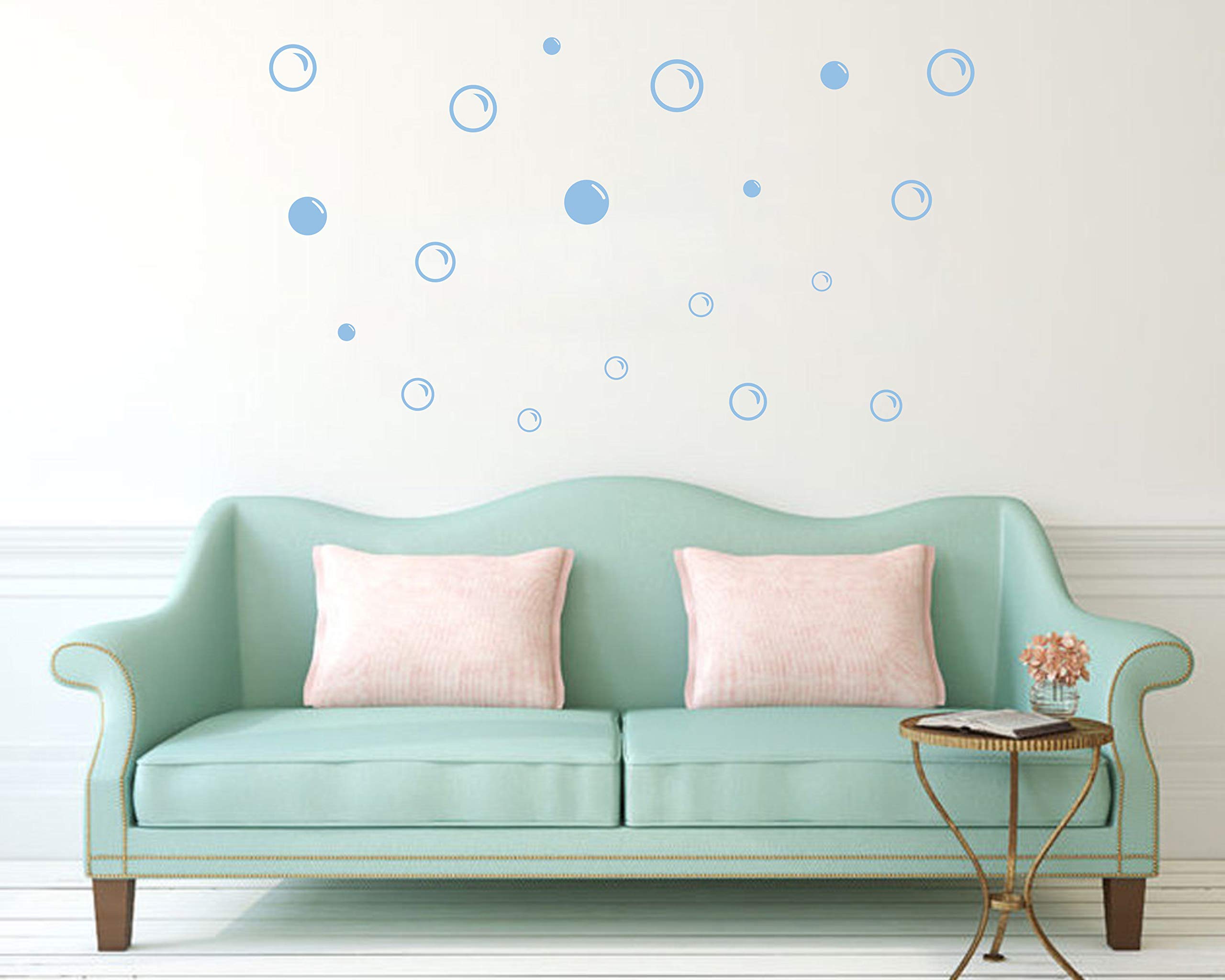90 Large Light Blue Soap Bubble Wall Decals - Removable Vinyl Stickers for Bathroom, Bedroom & Nursery Decor - Waterproof Wall Art for Kids Rooms, Showers & Home Decor (A35)