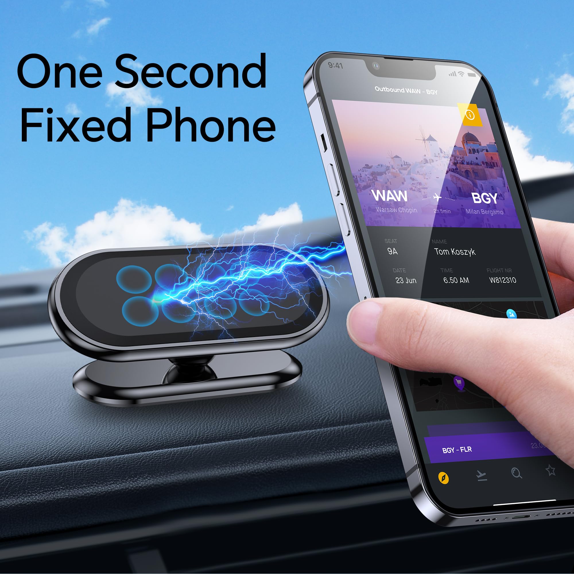2-Pack Super Strong Magnetic Phone Holder for Car with 4 Metal Plates - 360° Rotation Universal Dash Mount for iPhone & Smartphones - Perfect for Hands-Free Navigation & Safe Driving